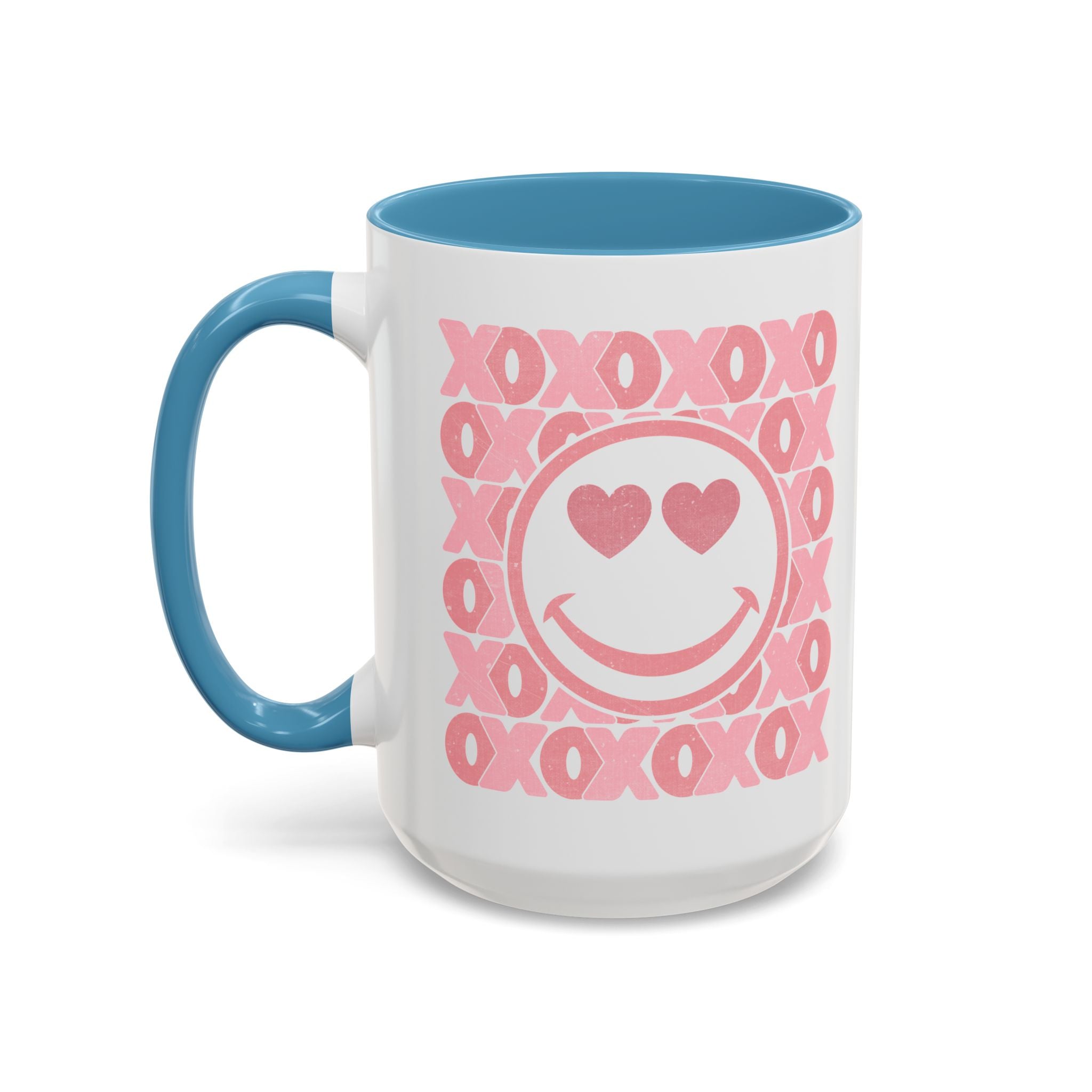 XOXO Smiley Face Coffee Mug, Pink Smiley Face Mug, Valentines Decor, Galentines gift, XOXO Coffee Cup, Party Favors, Cute Coffee Mug