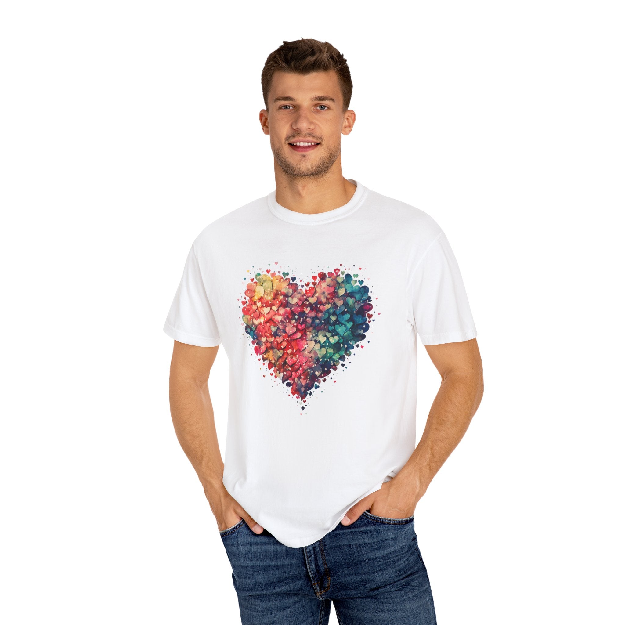 Valentines Watercolor Hearts Shirt, Comfort Color Valentines Day Shirt, Womens Valentines Day Gift, Cute Heart Valentines Love Shirt