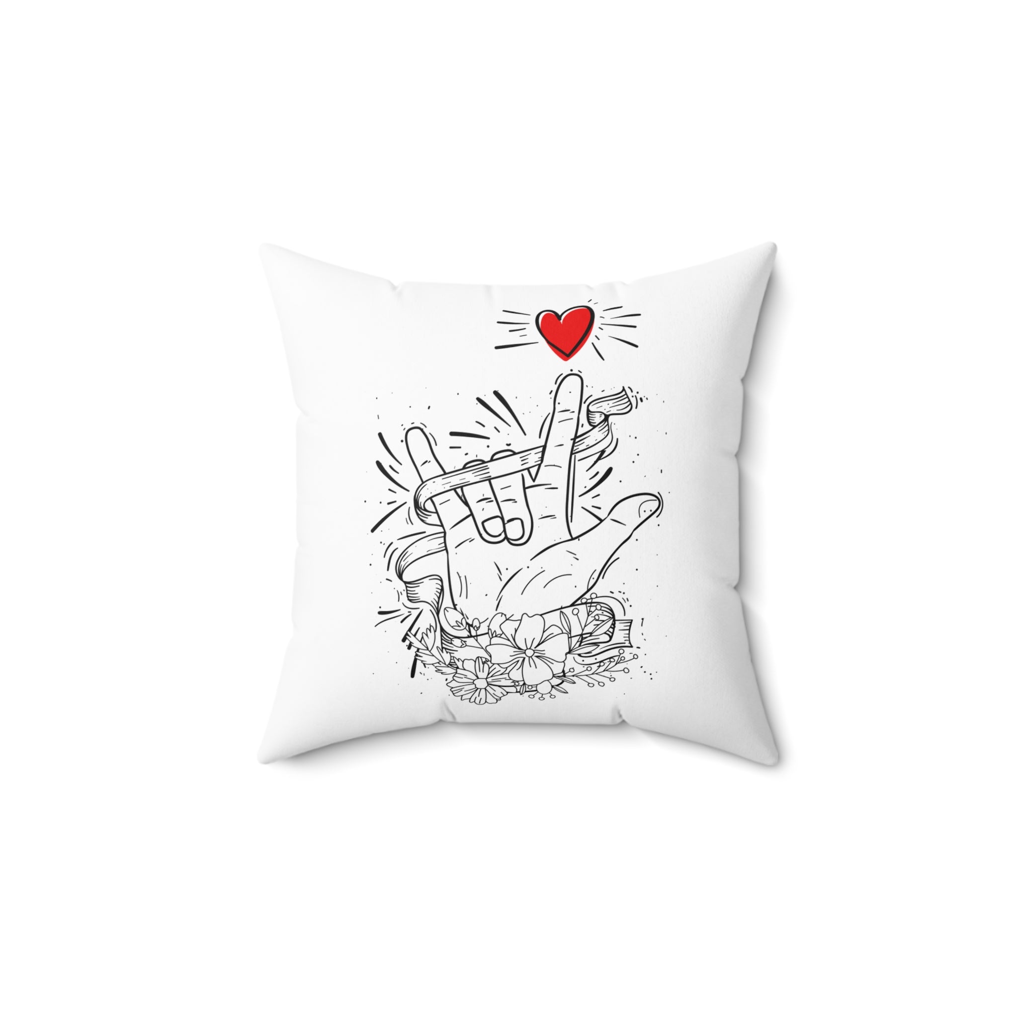 ASL I Love You Hand Heart Sign Language Throw Pillow, Love Hand Sign Pillow