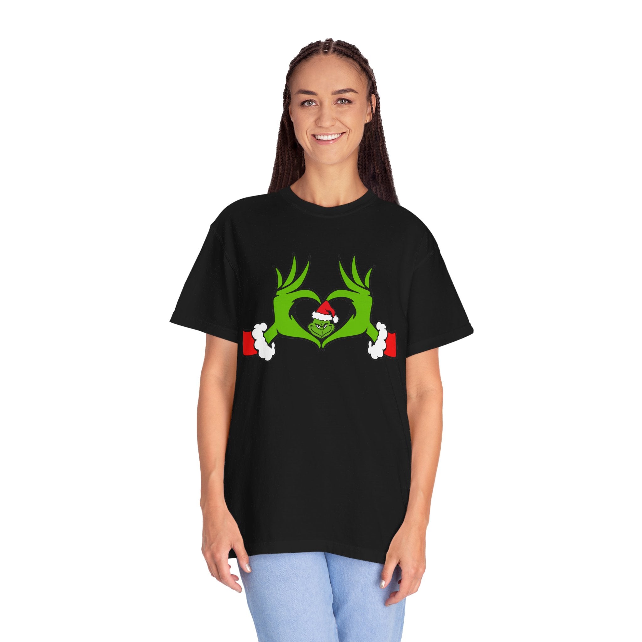 Grinch Heart Hands Graphic Tees, Grinch T-Shirt, Christmas Shirt, Xmas Clothing, Holiday T Shirts, Christmas Gifts, Christmas Party Shirt, Grinchmas T-shirt