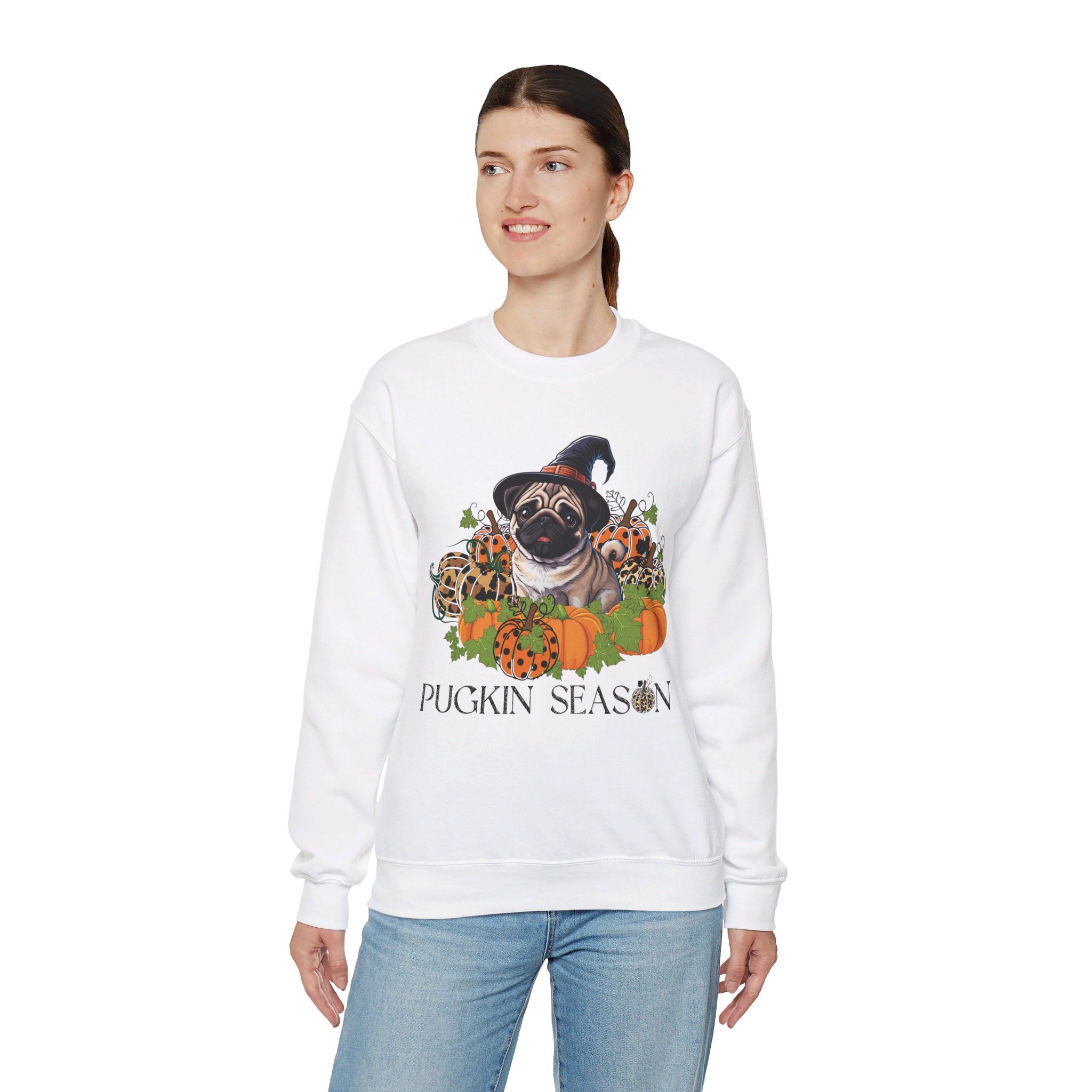 Fall Pug Sweatshirt, Pugkin Season Shirt, Leopard Print Pumpkin T-shirt, Cute Dog Lover Graphic Tee, Halloween Party Gift Tshirt