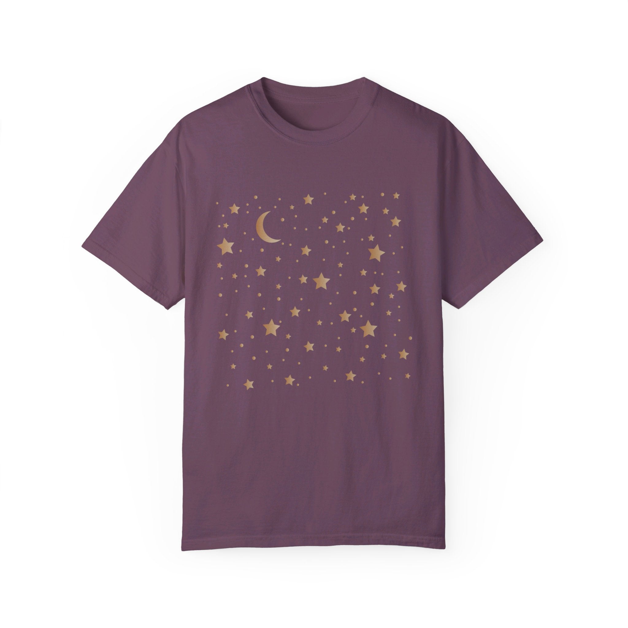 Moon and Stars Celestial T-Shirt, Boho Moon And Stars Shirt, Gold Stars Shirt, Mystical Moon and Stars Shirt, Astronomy Shirt