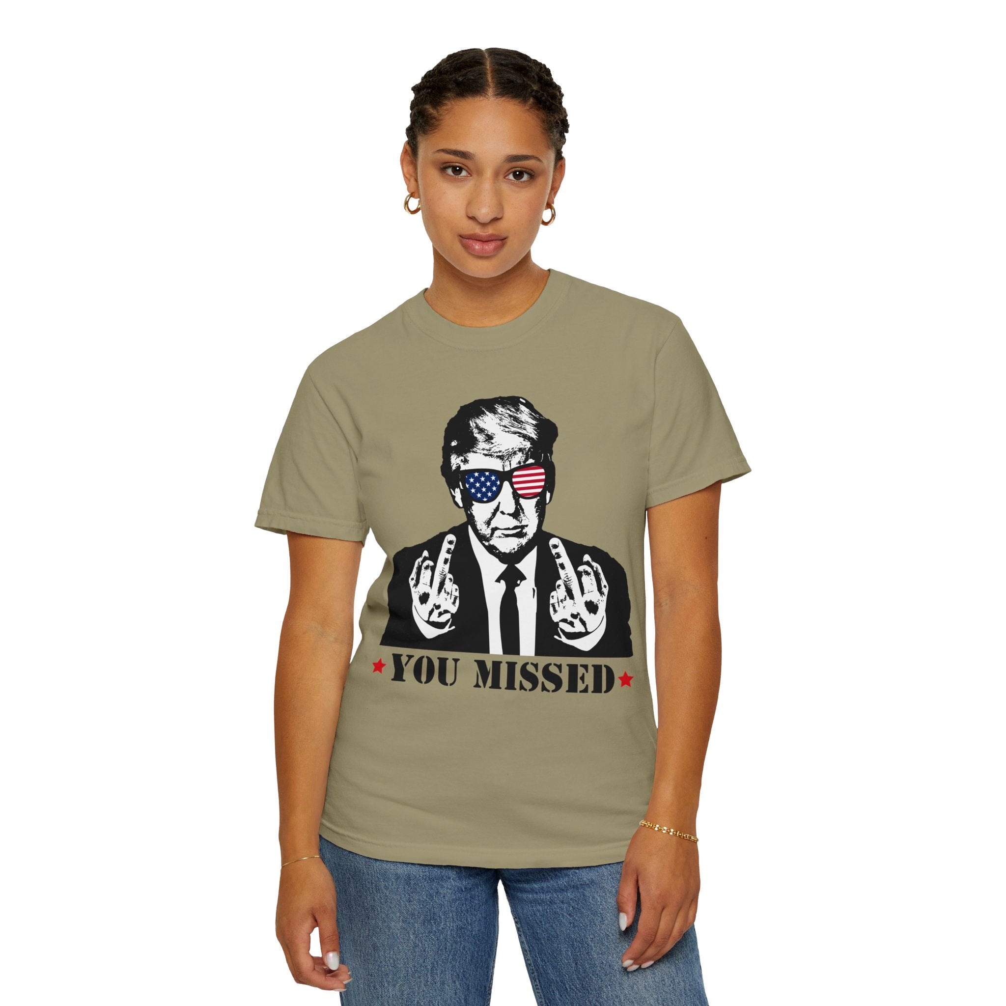 Trump Shirt, You Missed Trump Shirt, Assassination Attempt Trump T-Shirt, Middle Fingers Trump Tee, Presidential Election, Stand With Trump