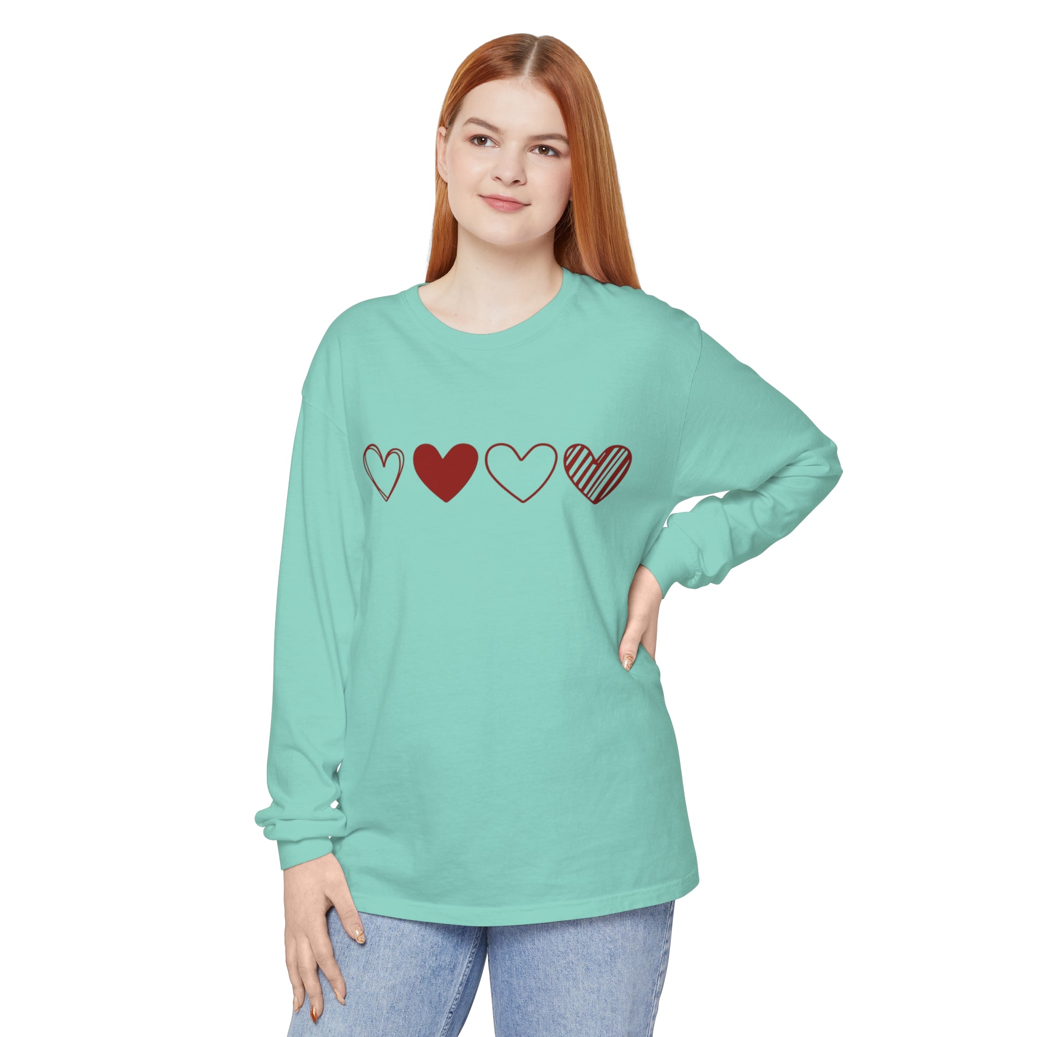 Heart Long Sleeve T-Shirt, Valentines Day Sweatshirt, Couple Gift Long Sleeve Shirt, Valentines Day Shirt, Heart Gift for Women, Valentine