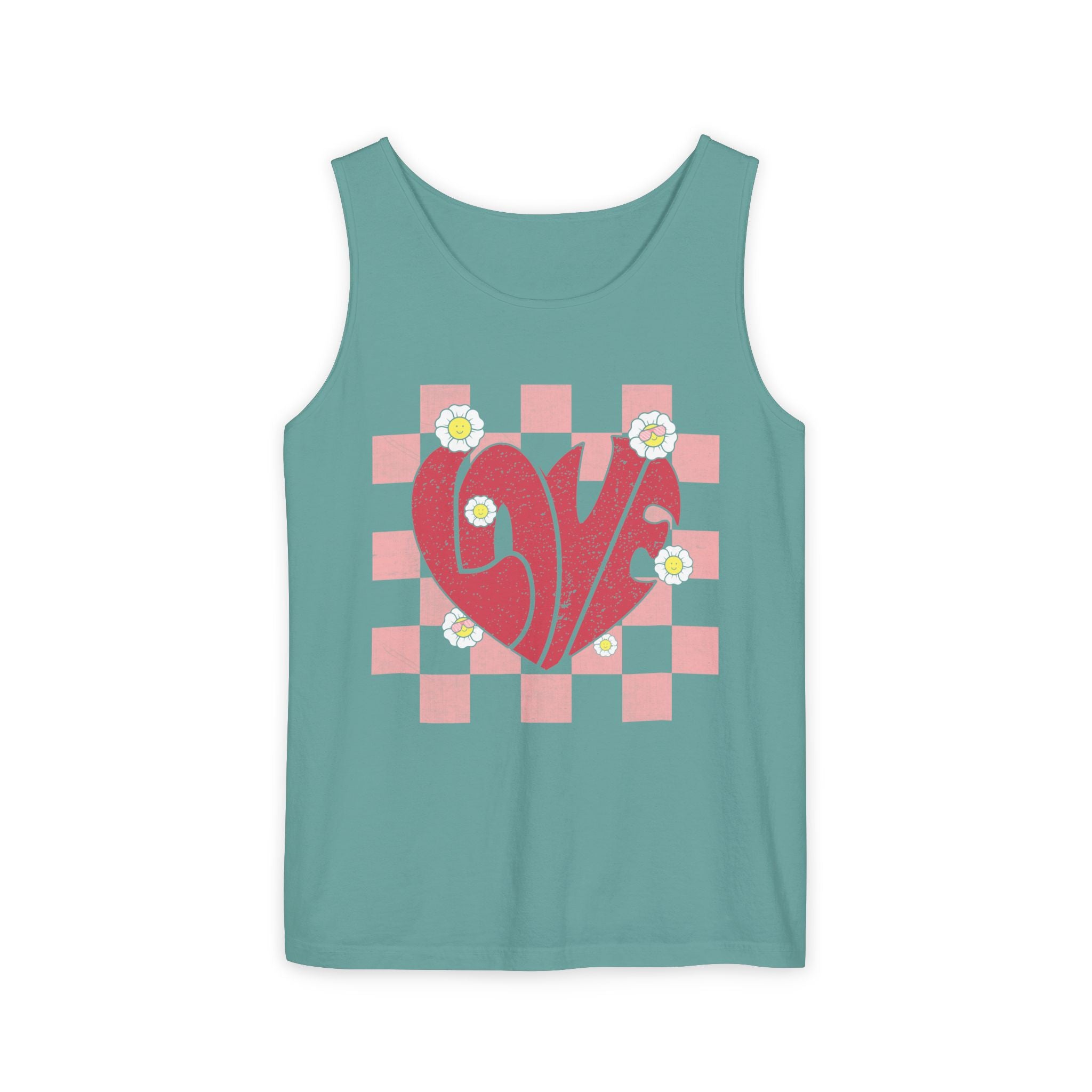 Valentine Heart Tank Top, Retro Love Shirt, Love T-Shirt, Valentines Day Gift, Checker heart tee, Heart Love Tank Top