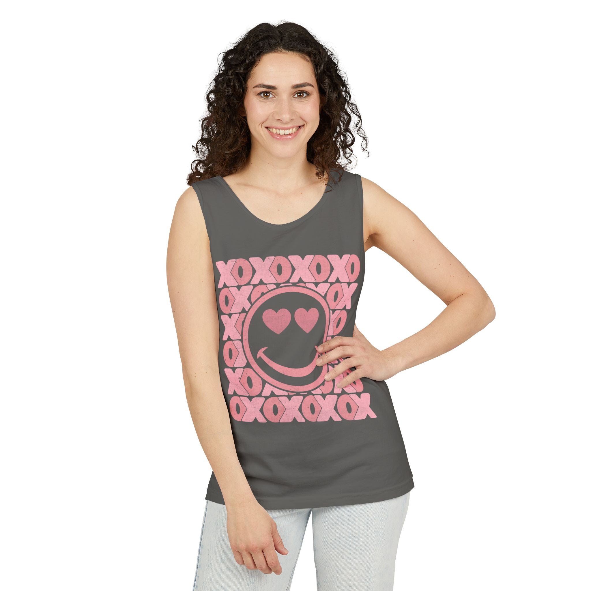 XOXO Smiley Face Tank Top, Valentine Heart Shirt, Love T-Shirt, XOXO Happy Smiley Face Tank Top, Valentines Day Gift, XOXO Heart Tee