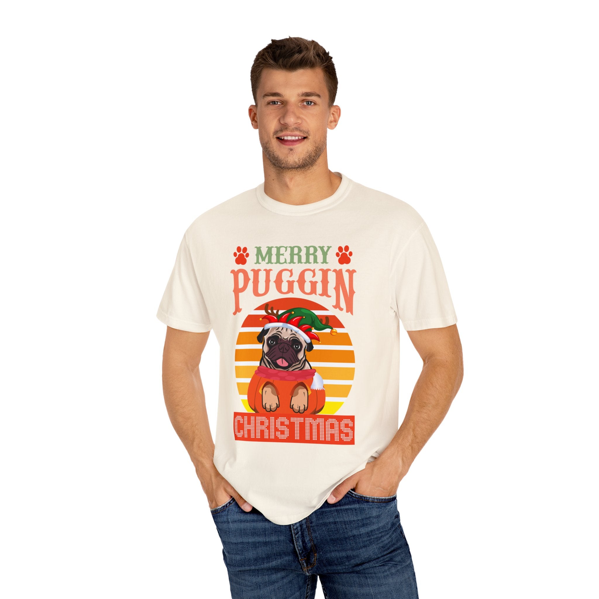 Merry Puggin Christmas Tshirt, Holiday Santa Pug Shirt, Santa Pug Shirt, Christmas Pug Shirt, Pug In Santa Hat