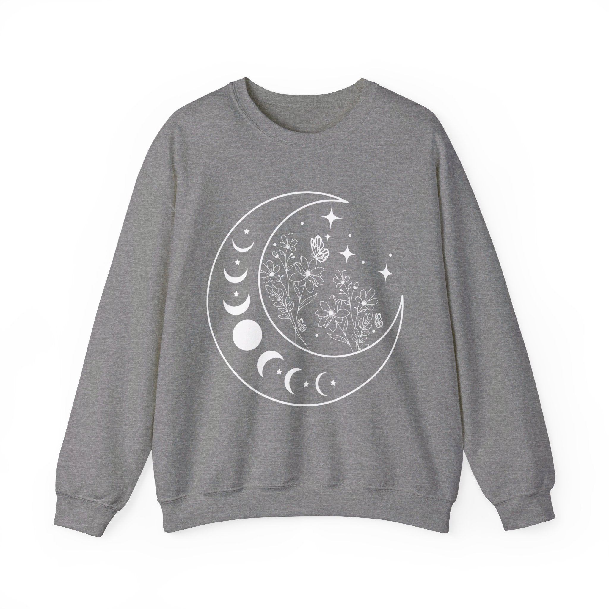 Celestial Moon Sweatshirt, Floral Moon Shirt, Mystical Moon Phase Shirt, Astrology Shirt, Boho Moon Phase Sweatshirt, Trendy Shirts