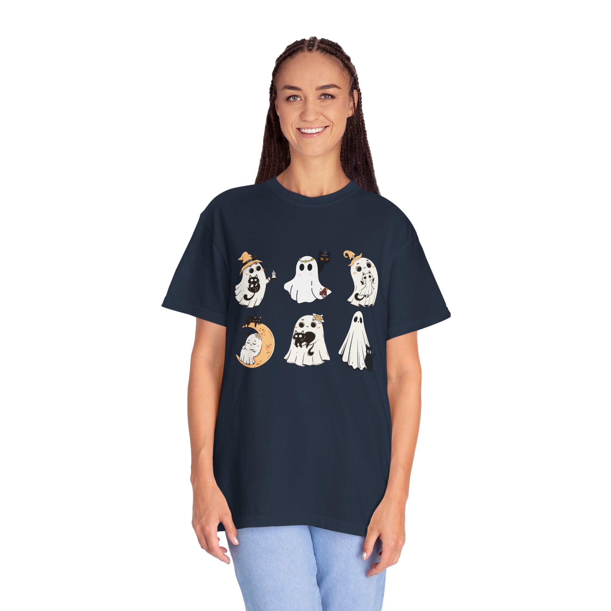 Cute Ghost Black Cats Halloween Shirt Ghost Cat Halloween Tee Cat Lover Gift Spooky Season Shirt Halloween Gift Cats Owner