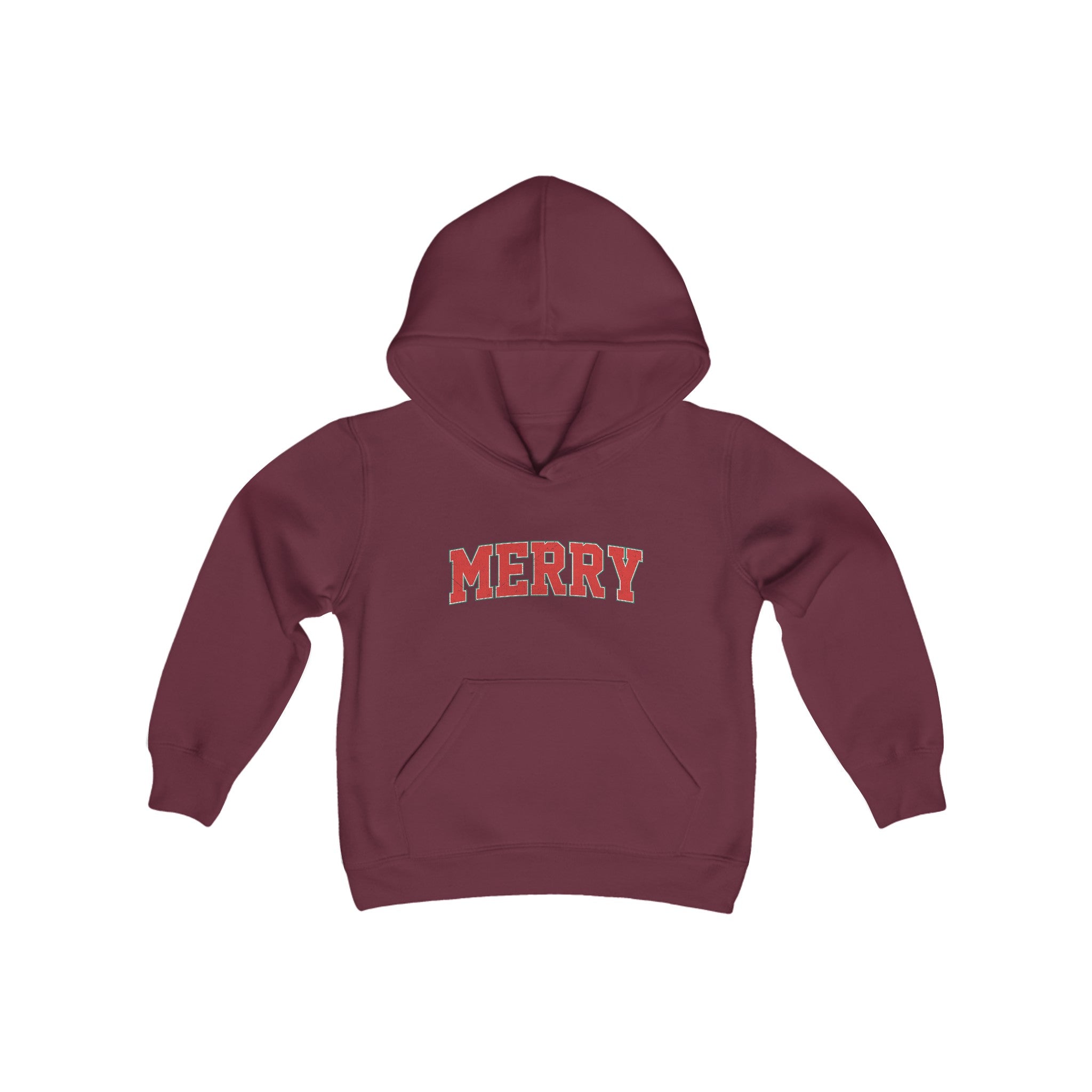 Youth Merry Christmas Hoodie, Kids Merry Hoodie, Matching Family Group Holiday Sweaters for Boys or Girls