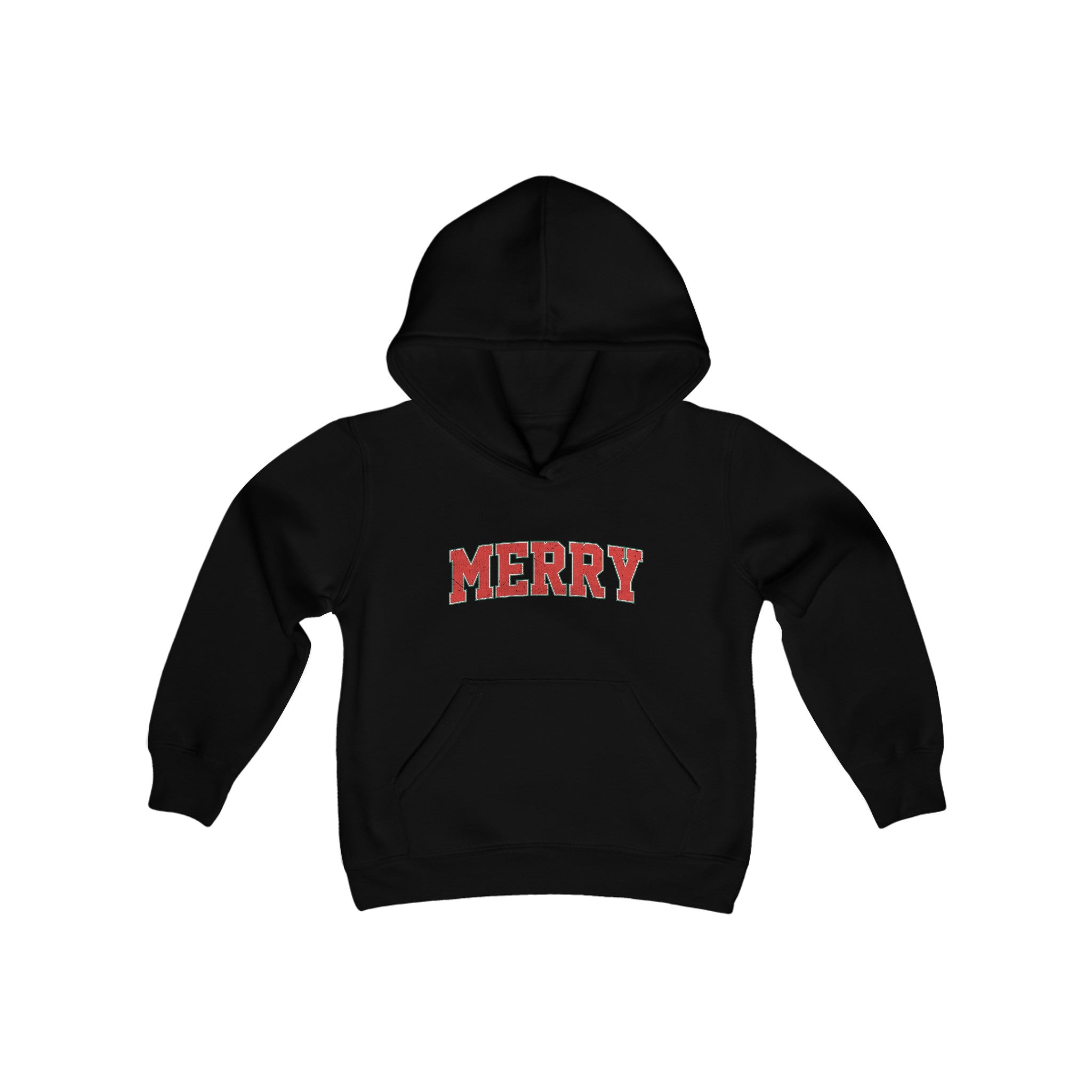 Youth Merry Christmas Hoodie, Kids Merry Hoodie, Matching Family Group Holiday Sweaters for Boys or Girls