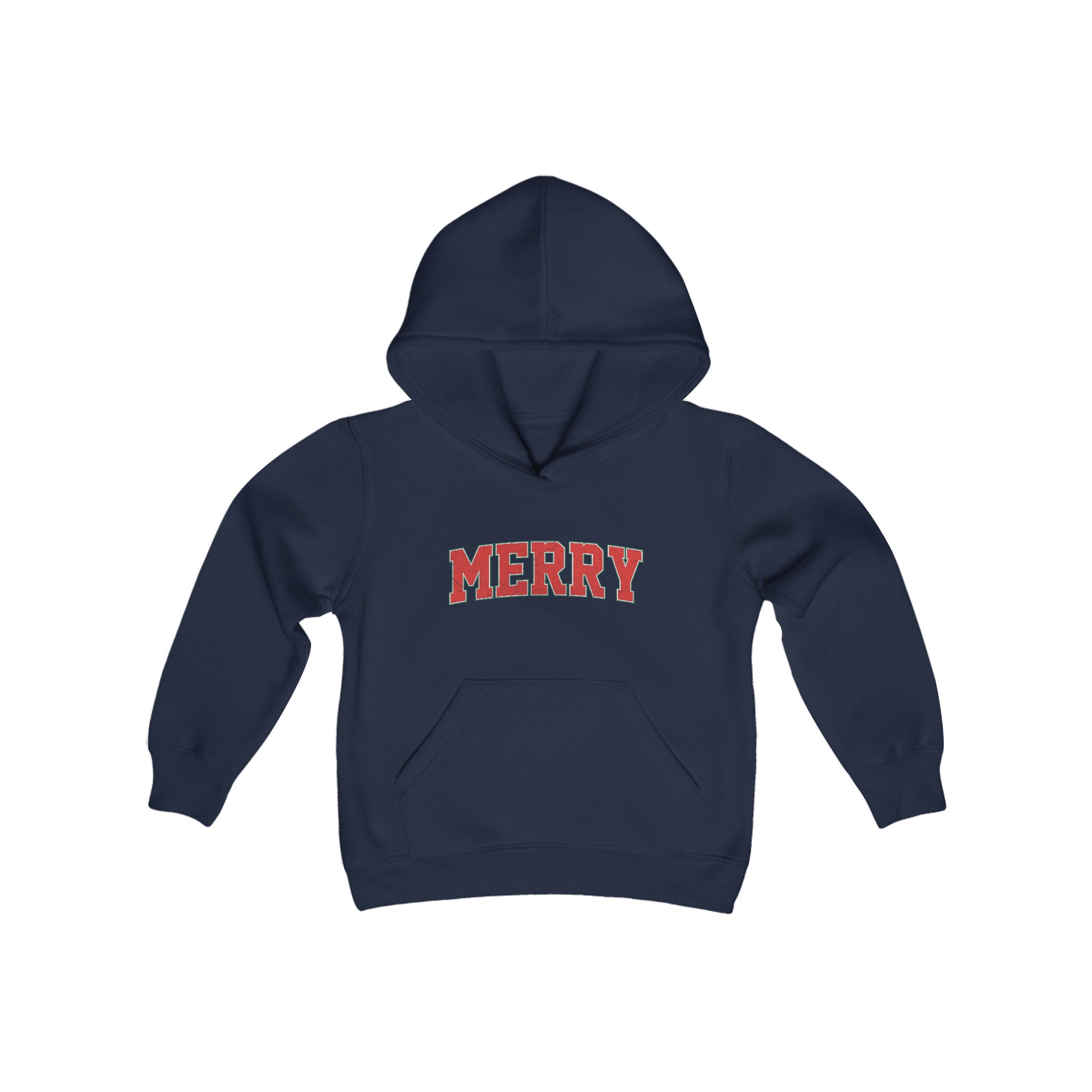 Youth Merry Christmas Hoodie, Kids Merry Hoodie, Matching Family Group Holiday Sweaters for Boys or Girls