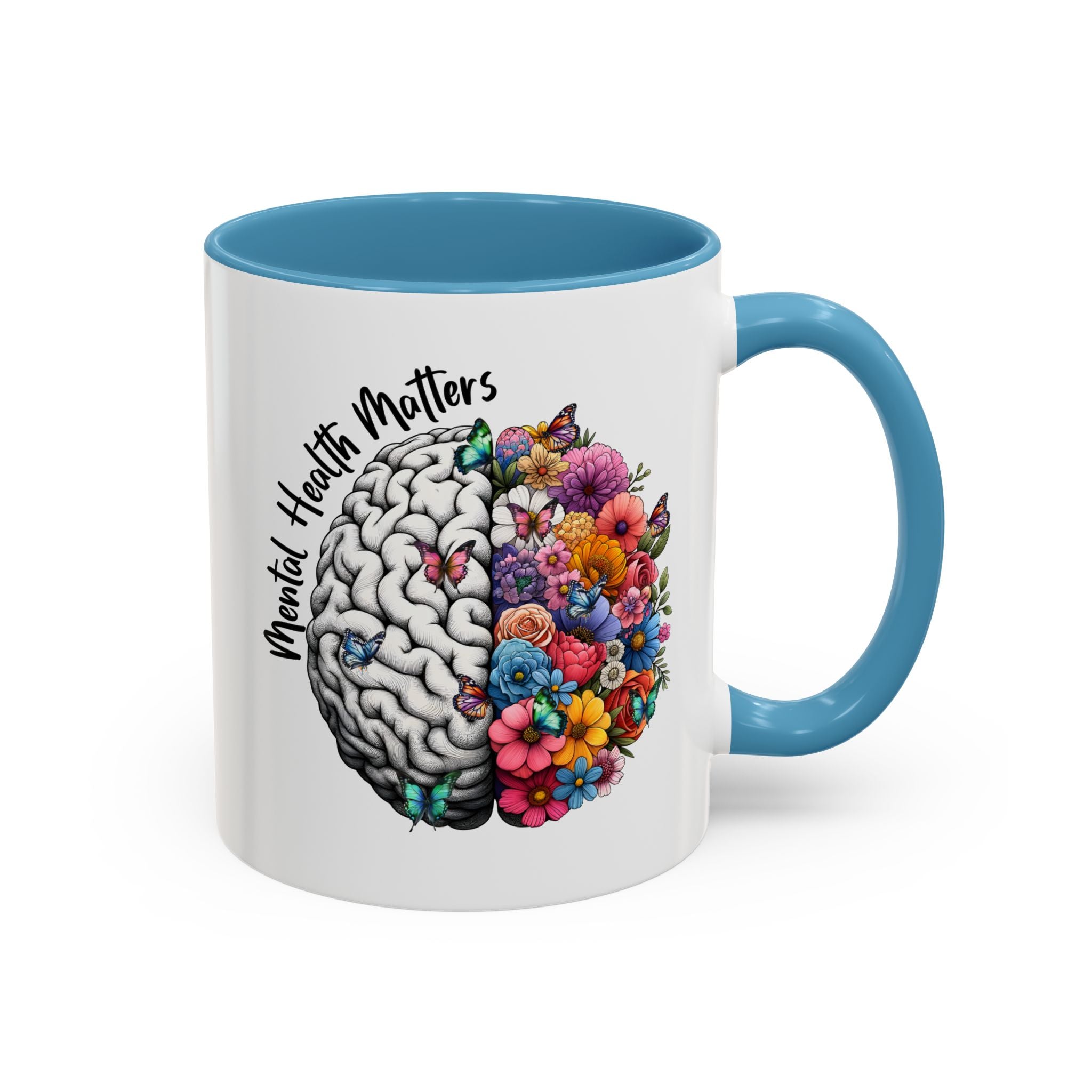 Mental Health Matters, Mental Health Coffee Mug, School Psychologist Mug, Inspirational Gift, Mental Health Awareness Mug, Floral Brain Mug