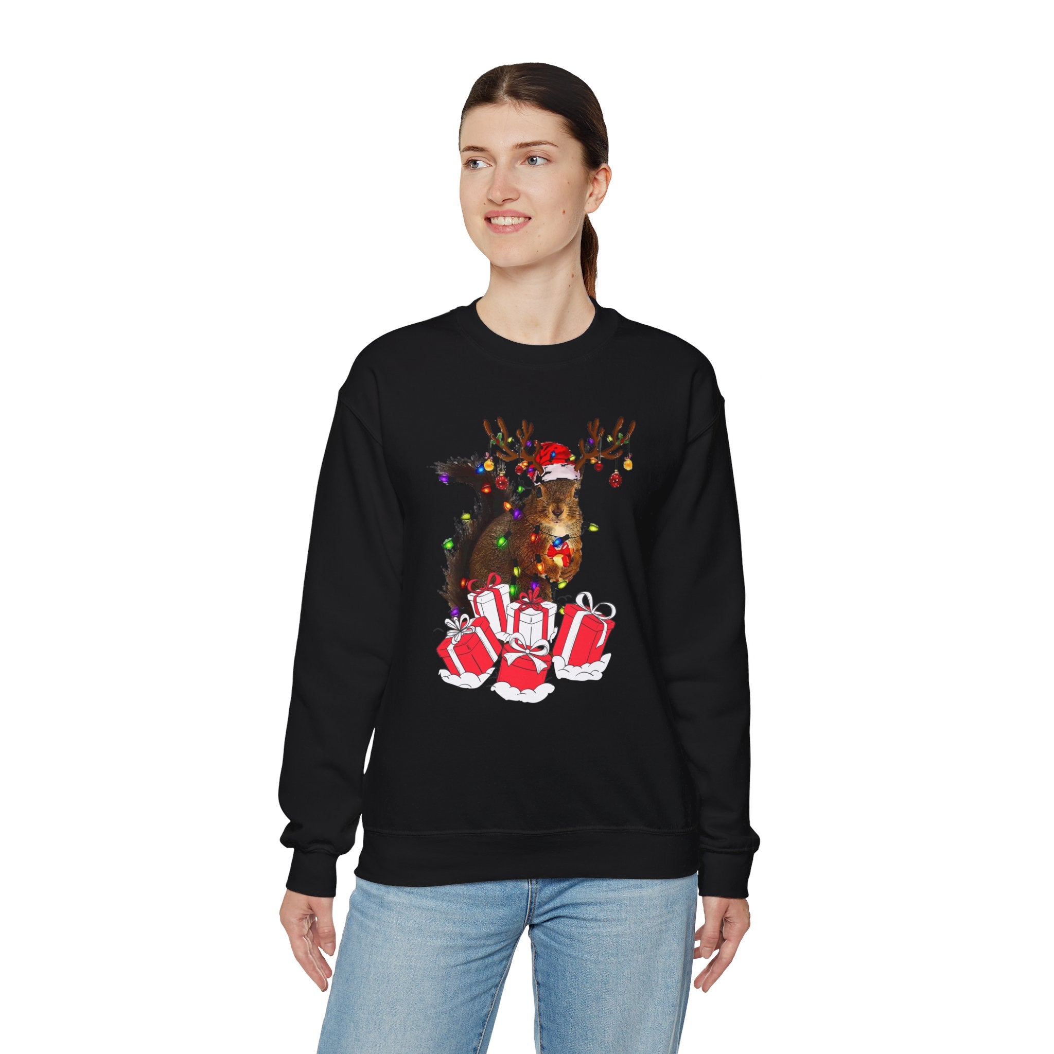 Christmas Squirrel Lights Sweatshirt, Christmas Sweatshirt, Funny Christmas Sweat, Christmas Gift Sweater, Holiday Crewneck