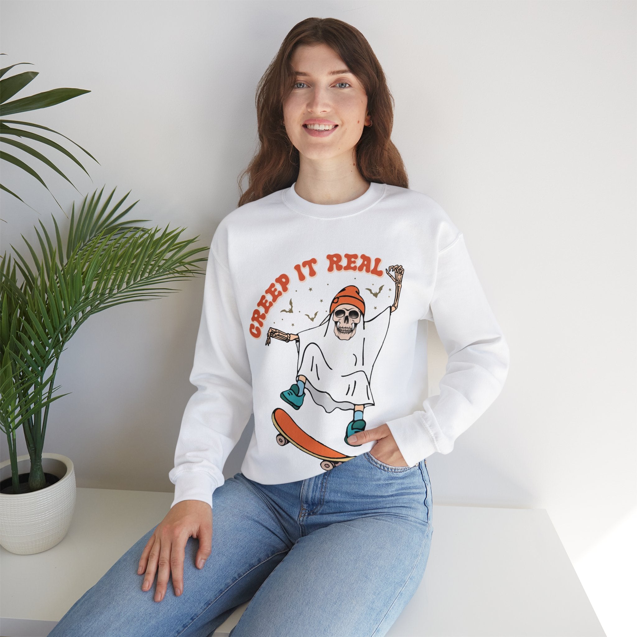 Cute Ghost Halloween Shirt, Creep It Real Halloween Sweatshirt, Women Halloween Shirt, Spooky Season, Fall Shirt, Retro Halloween Shirt