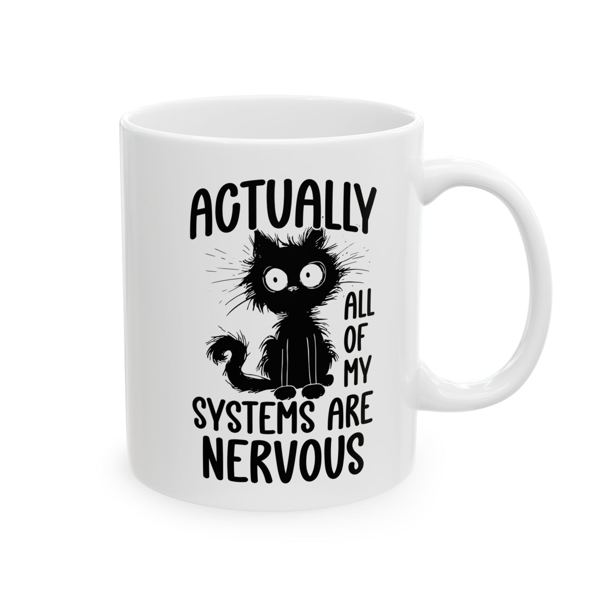 Actually All of My Systems Are Nervous Mug, Mental Health Coffee Mug, Raccoon Mug, Meme Anxiety Mug, Sarcastic Mugs, Funny Quote Mug, Introvert