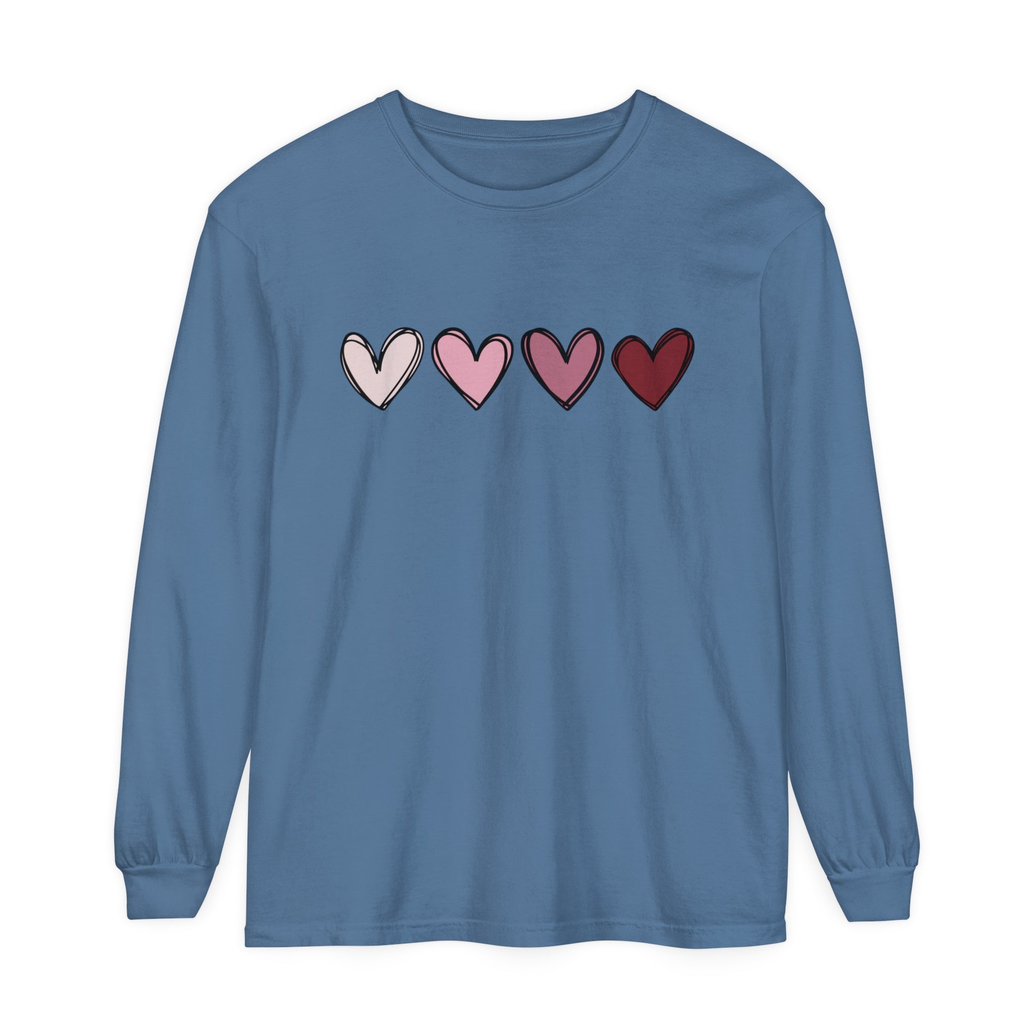 Valentine Double Heart Long Sleeve T-Shirt, Cute Valentine Shirt, Valentine Long Sleeve Shirt, Vintage Valentine Sweatshirt, Love Heart Long Sleeve Tee