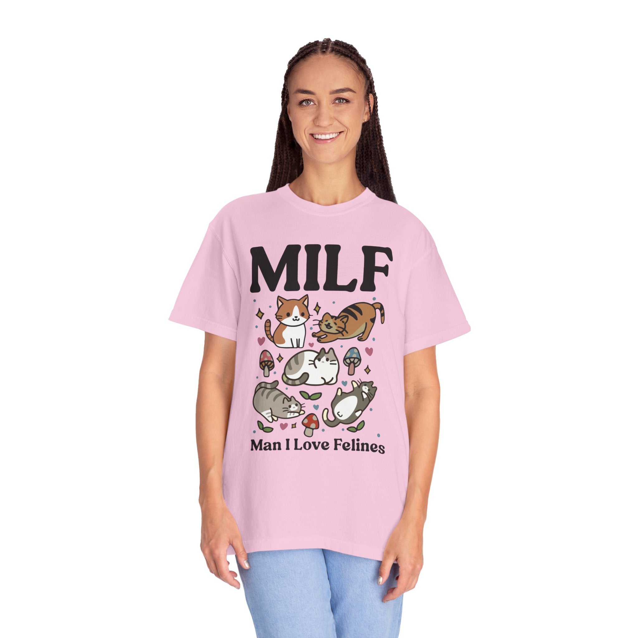 Retro Feline Tshirt, Funny MILF Cat Shirt, Cottagecore kitty Tee, UNISEX T-shirt, Man I love Felines Shirt, Girlfriend gift