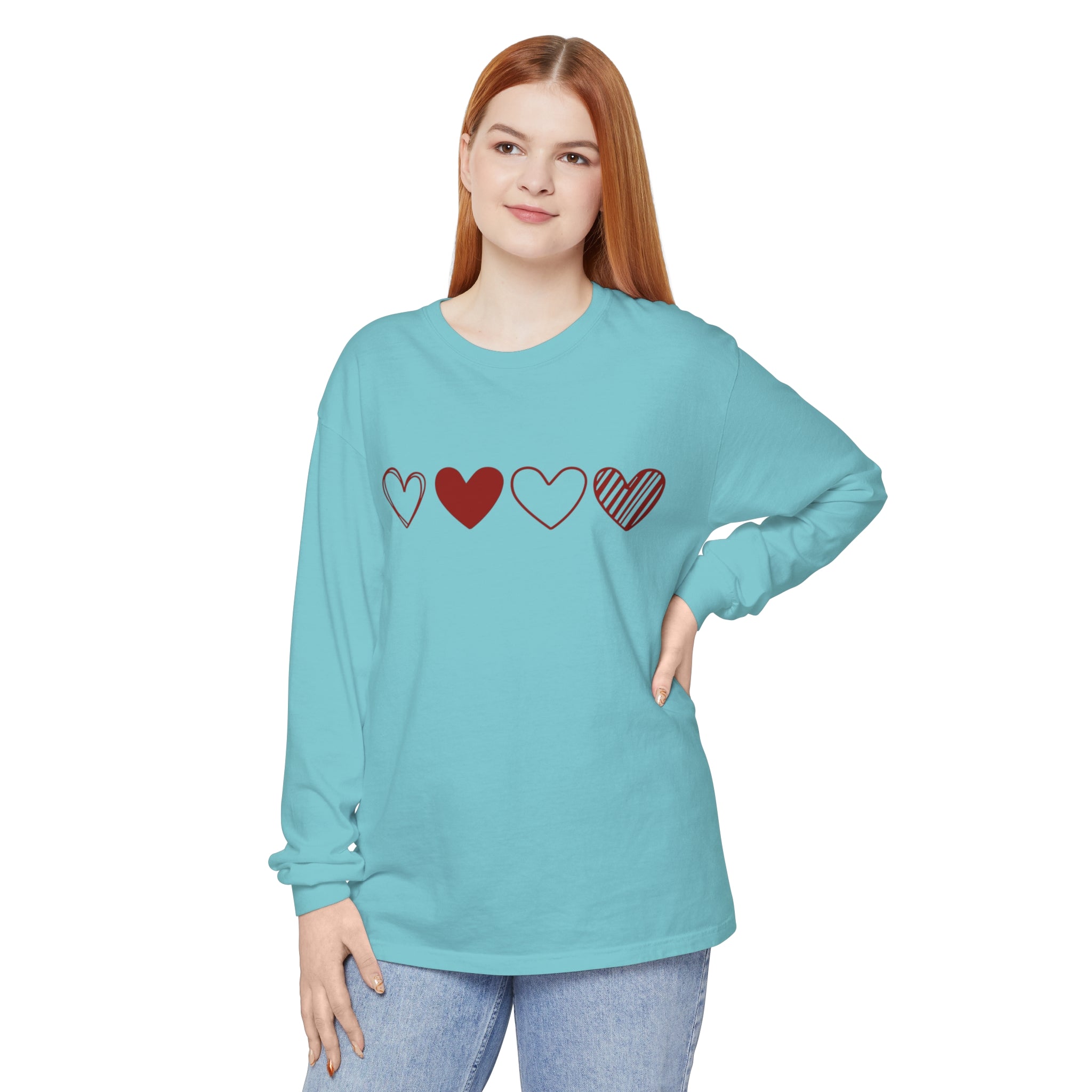 Heart Long Sleeve T-Shirt, Valentines Day Sweatshirt, Couple Gift Long Sleeve Shirt, Valentines Day Shirt, Heart Gift for Women, Valentine