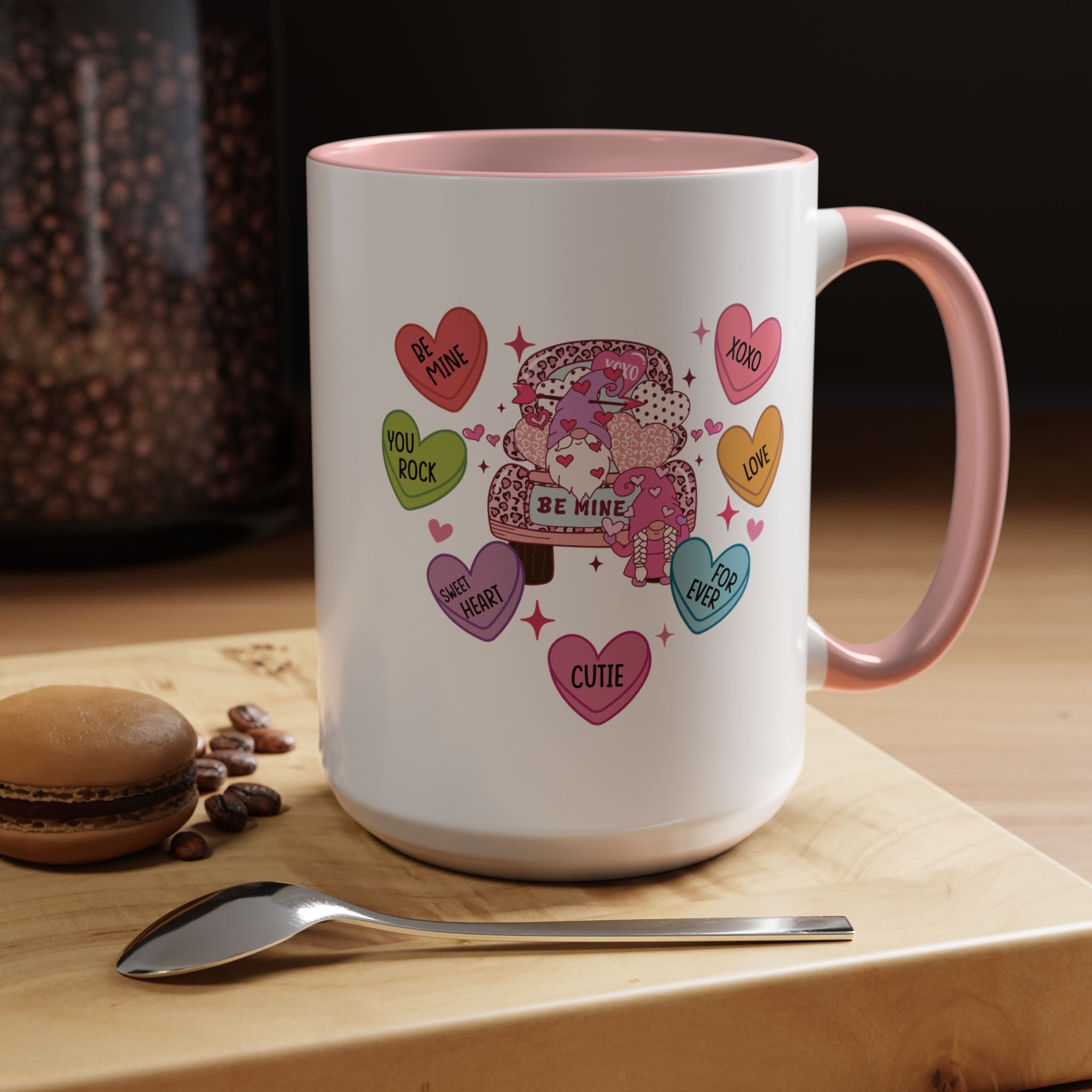 Candy Hearts Coffee Mug, Valentine's Conversation Hearts Mug, Valentines Day Coffee Mug, 15 oz 11 oz Mug, Pink Hearts Coffee Mug, Valentines Kitchen, Gift for Her