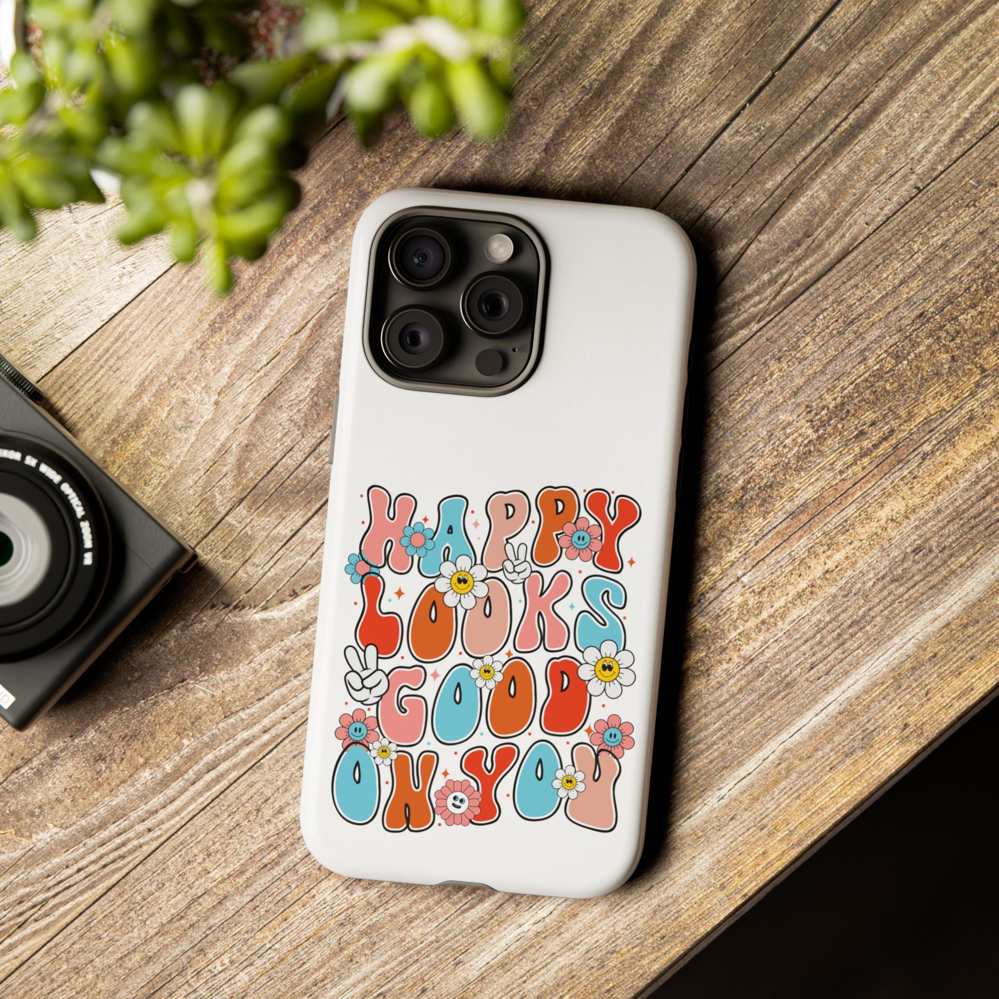 Happy Looks Good on You Phone Case, Mental Health Phone Case, Inspirational Phone Case, Therapist Gift, Depression Phone Case, iPhone, Google Pixel & Samsung Galaxy