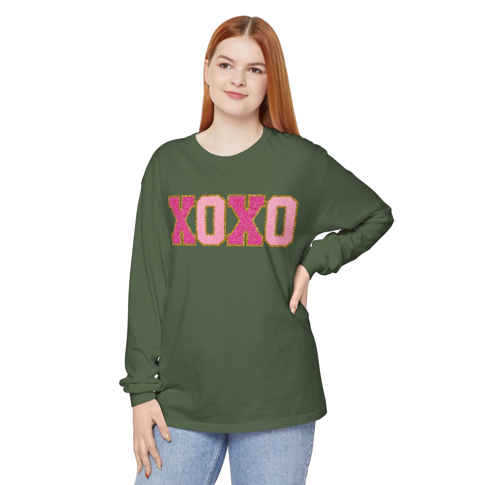 Long Sleeve XOXO Shirt, Valentines Day, Pink XOXO Long Sleeve, Valentines Day XOXO Hearts Shirt