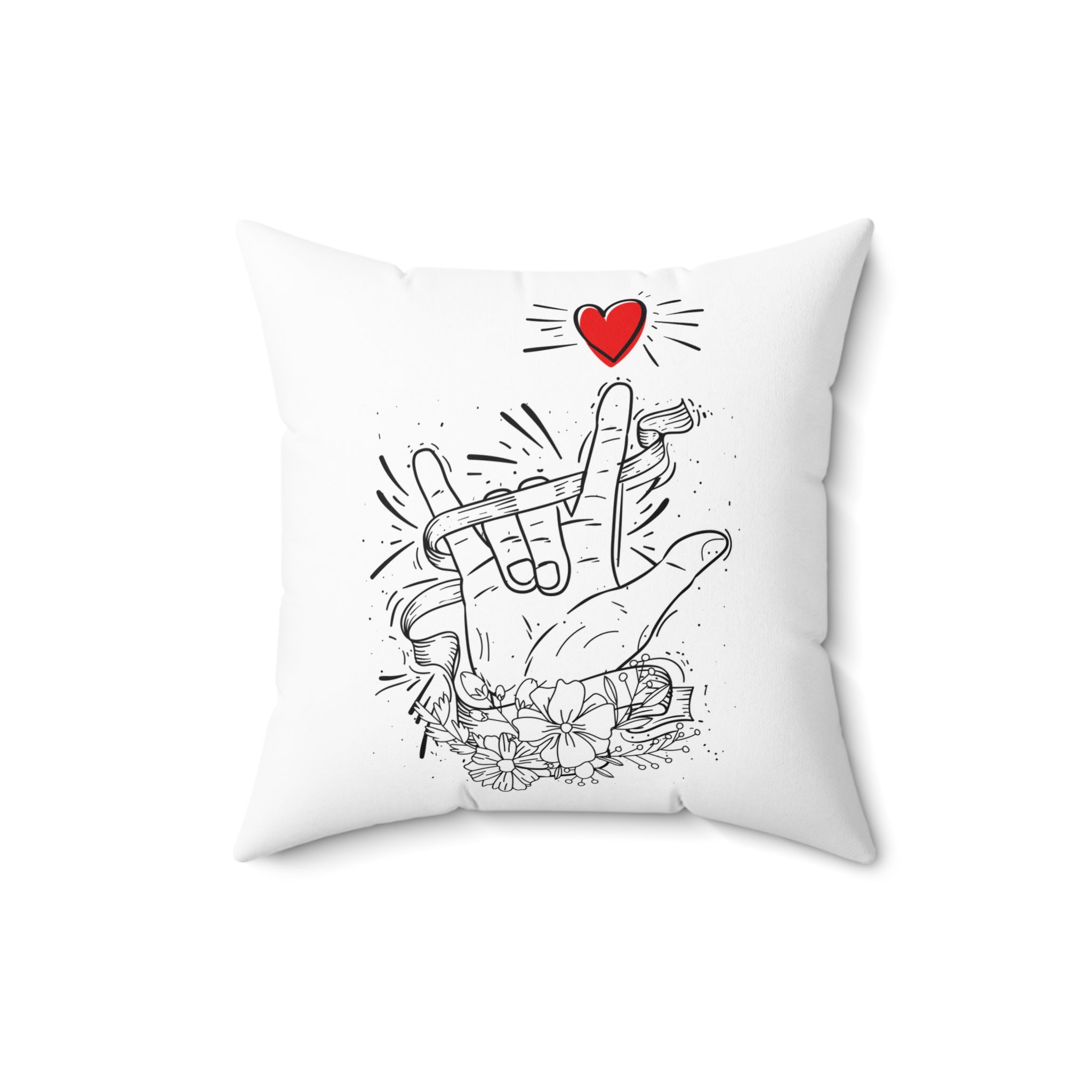 ASL I Love You Hand Heart Sign Language Throw Pillow, Love Hand Sign Pillow