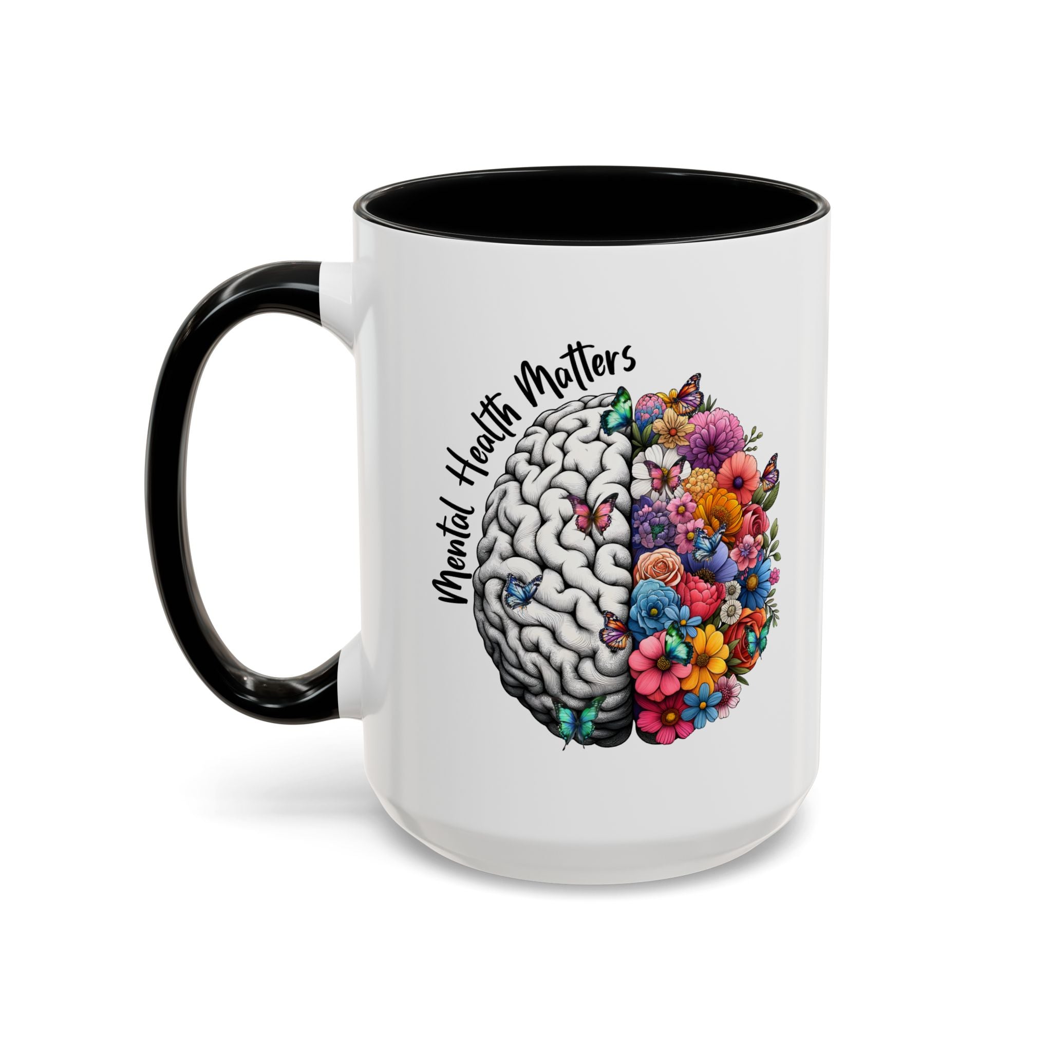 Mental Health Matters, Mental Health Coffee Mug, School Psychologist Mug, Inspirational Gift, Mental Health Awareness Mug, Floral Brain Mug