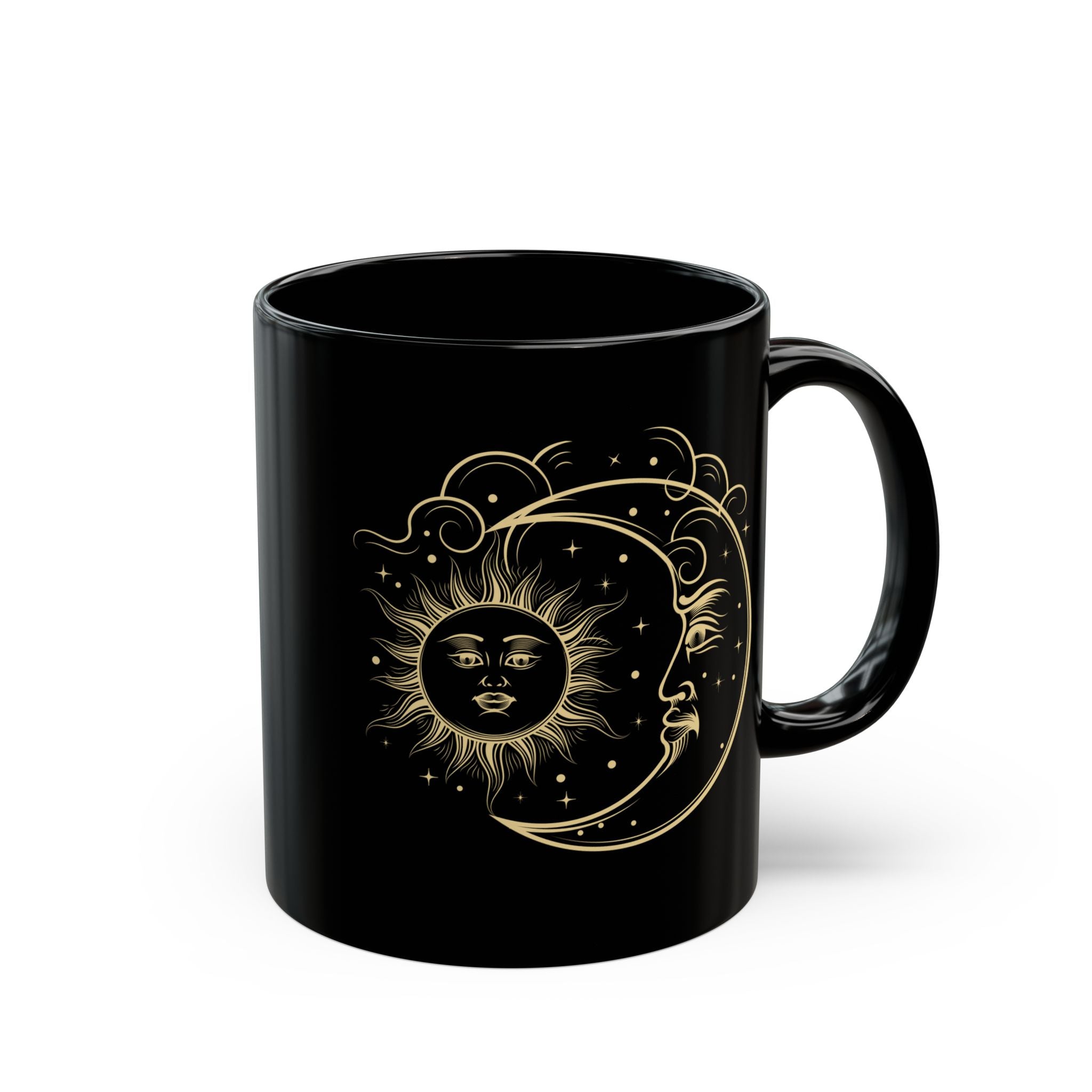 Sun and Moon Mug, Celestial Objects Coffee Mug, Vintage Astrological Gift for Astrologer, Zodiac, Horoscope, Moon Phases