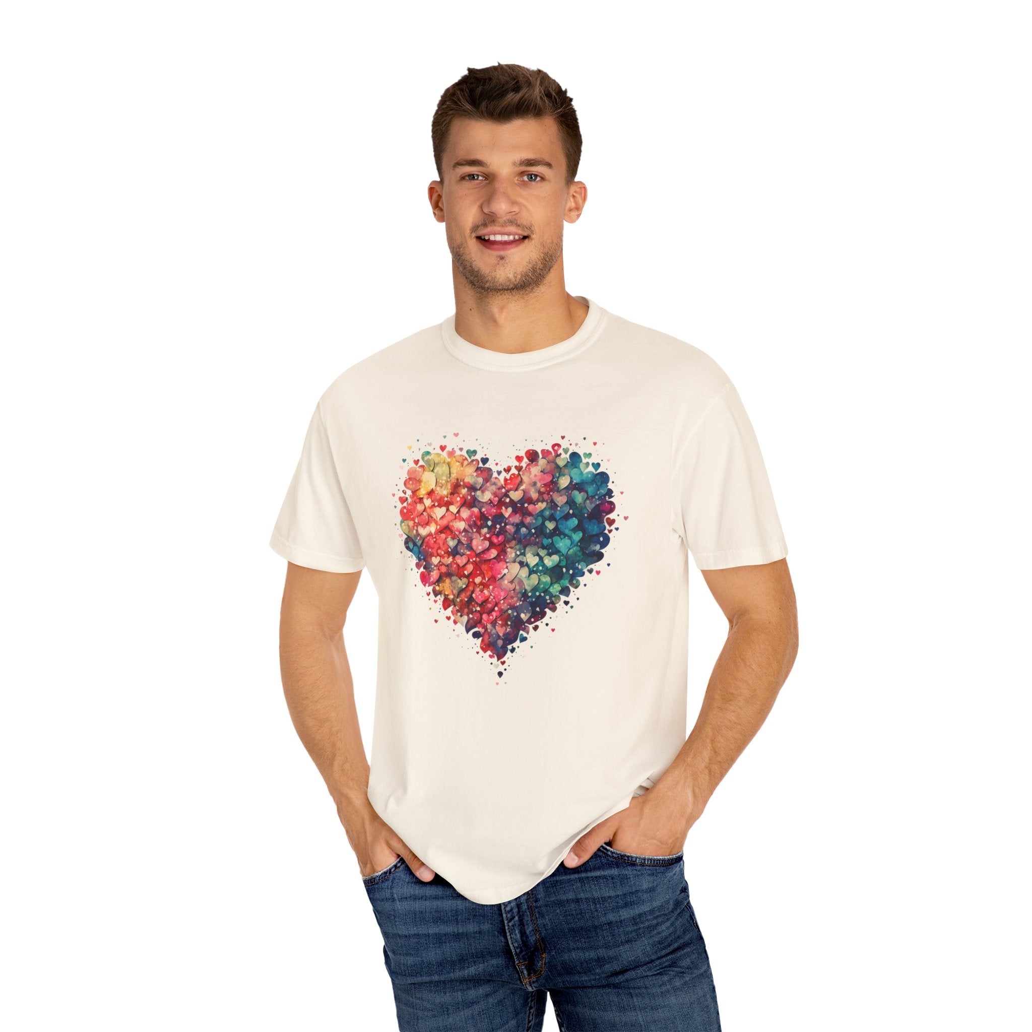Valentines Watercolor Hearts Shirt, Comfort Color Valentines Day Shirt, Womens Valentines Day Gift, Cute Heart Valentines Love Shirt