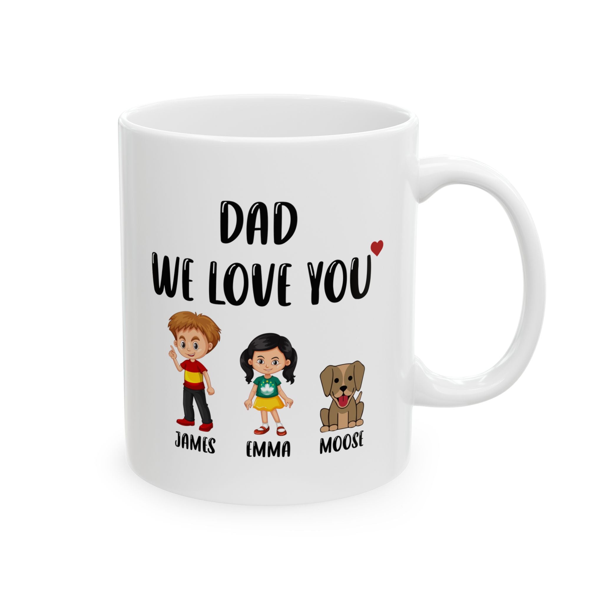 Personalized Father's Day Mug, Custom Children's Names & Illustrations, Unique Coffee Mug for Dad, Father's Day Gift Idea