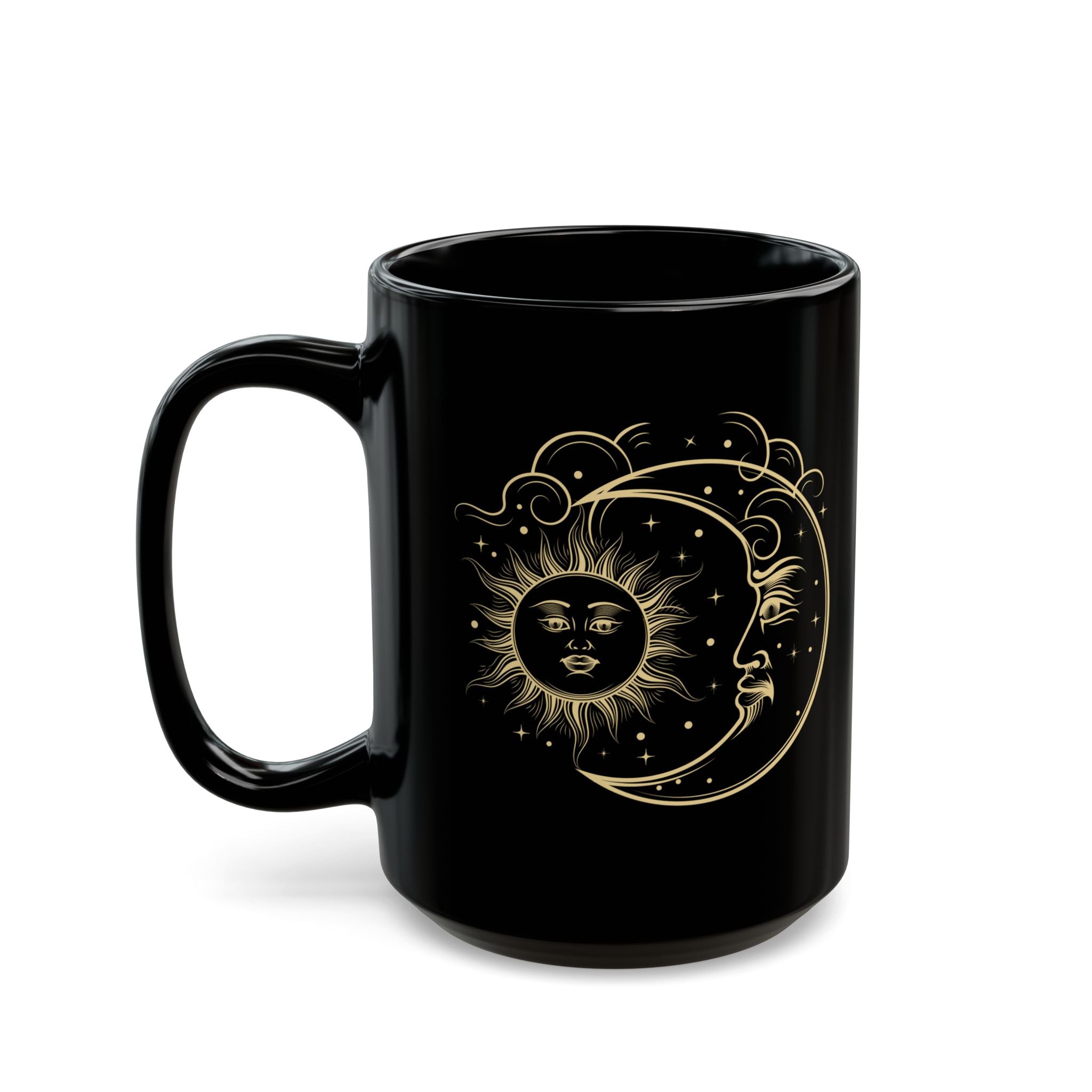 Sun and Moon Mug, Celestial Objects Coffee Mug, Vintage Astrological Gift for Astrologer, Zodiac, Horoscope, Moon Phases