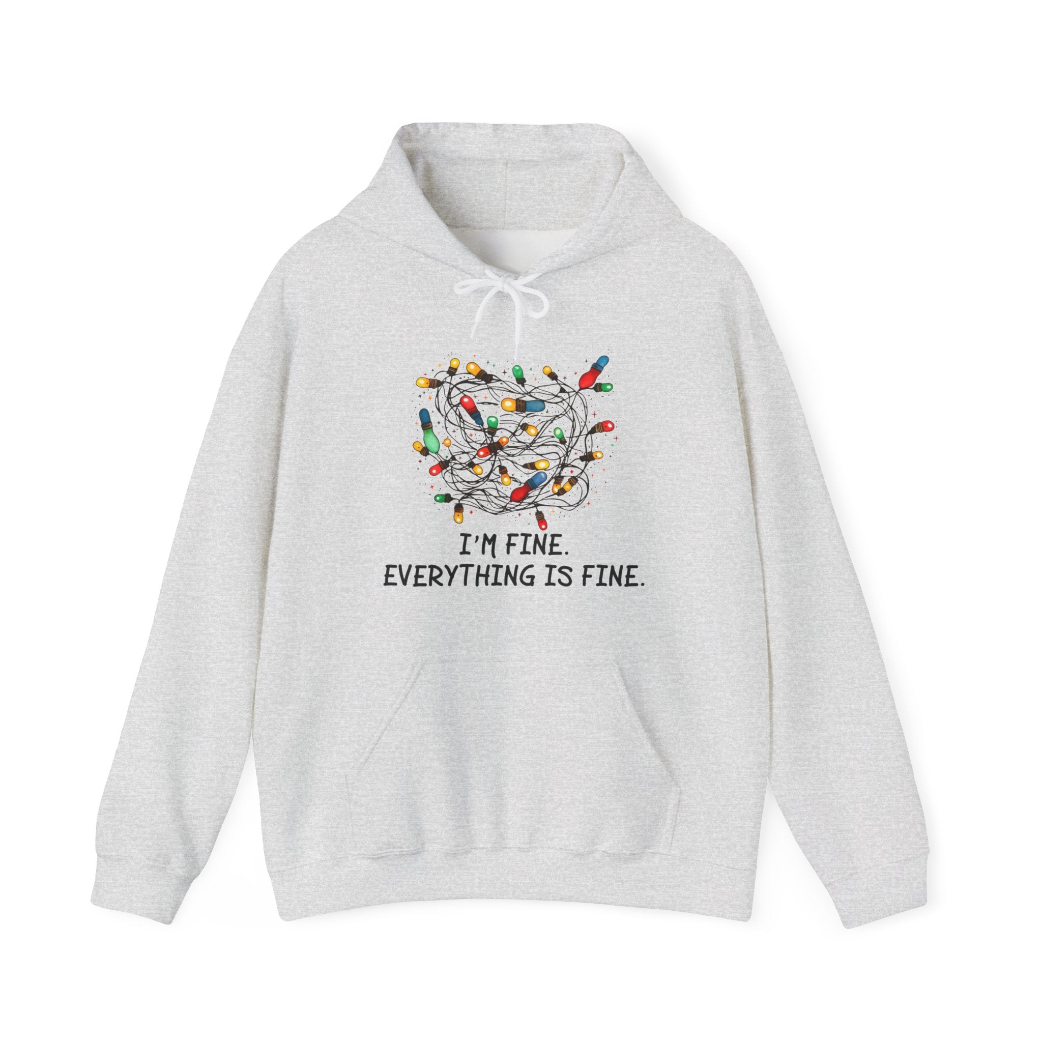 I'm Fine Everything Is Fine Hoodie, Christmas Hooded Sweatshirt, Hoodies Women, Christmas Hoodie Women, Christmas Lights Hoodie