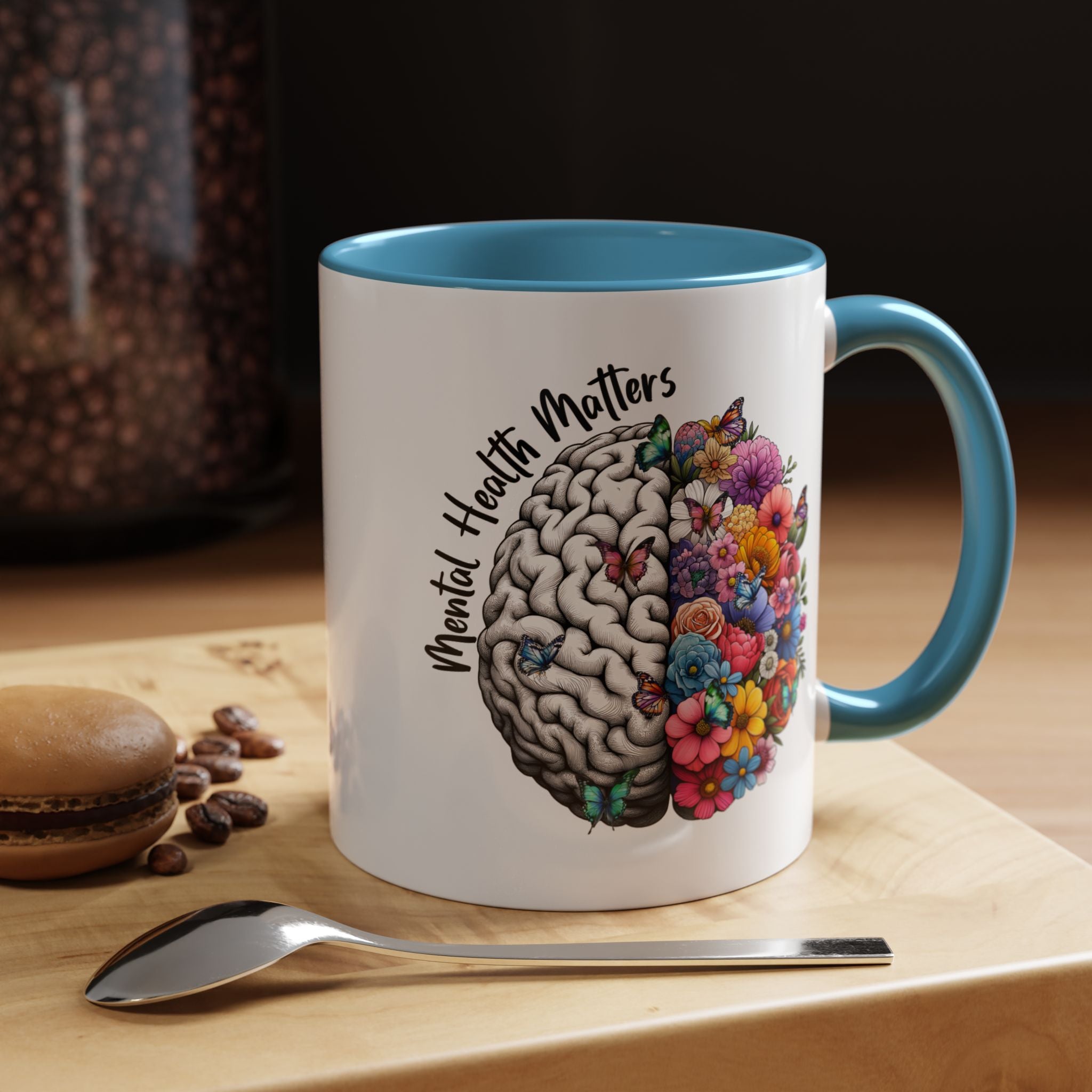 Mental Health Matters, Mental Health Coffee Mug, School Psychologist Mug, Inspirational Gift, Mental Health Awareness Mug, Floral Brain Mug