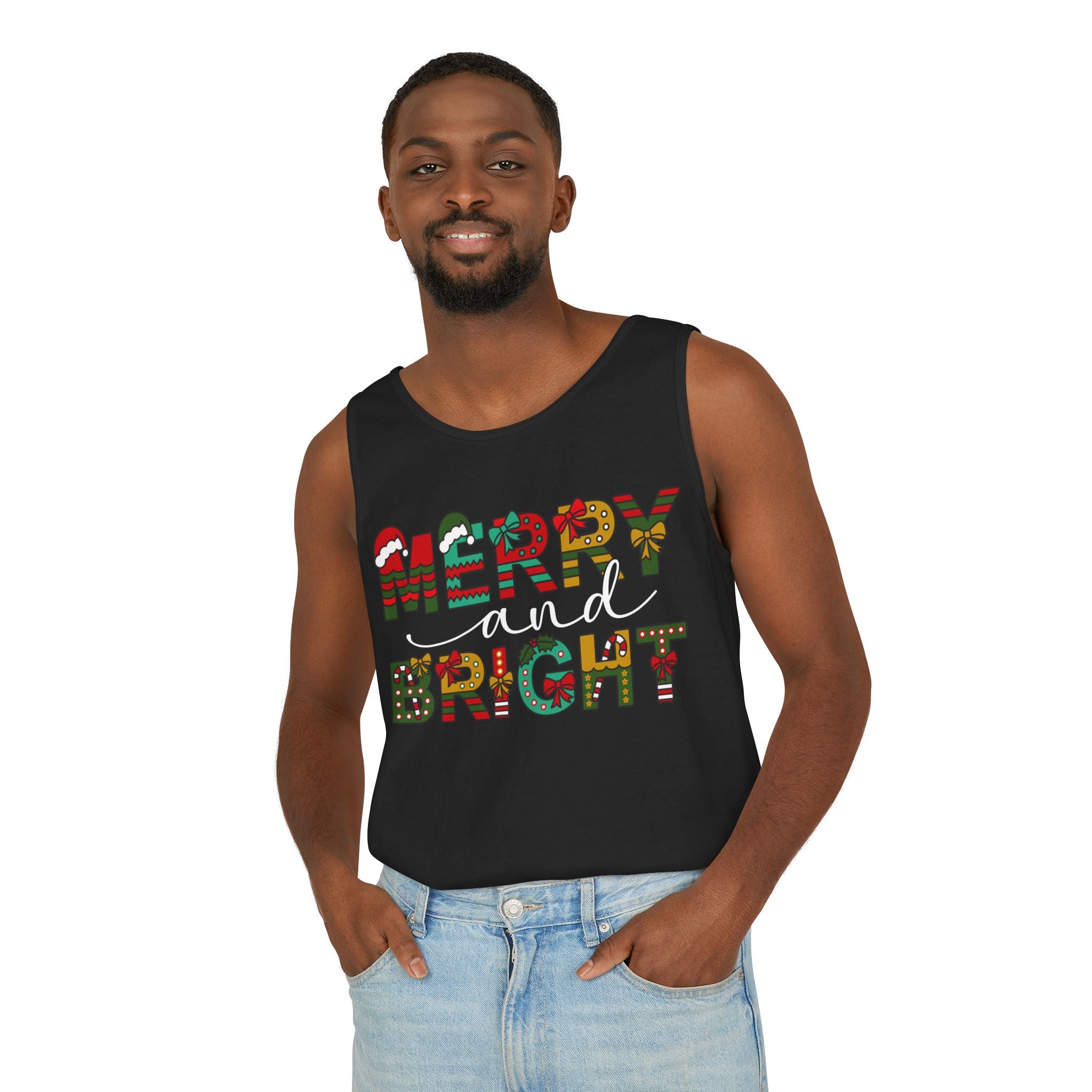 Merry and Bright Tank Top, Merry and Bright Christmas Tank Top, Holiday Shirt for Women, Unique Holiday Gift, Christmas Party Outfit, Xmas Shirts