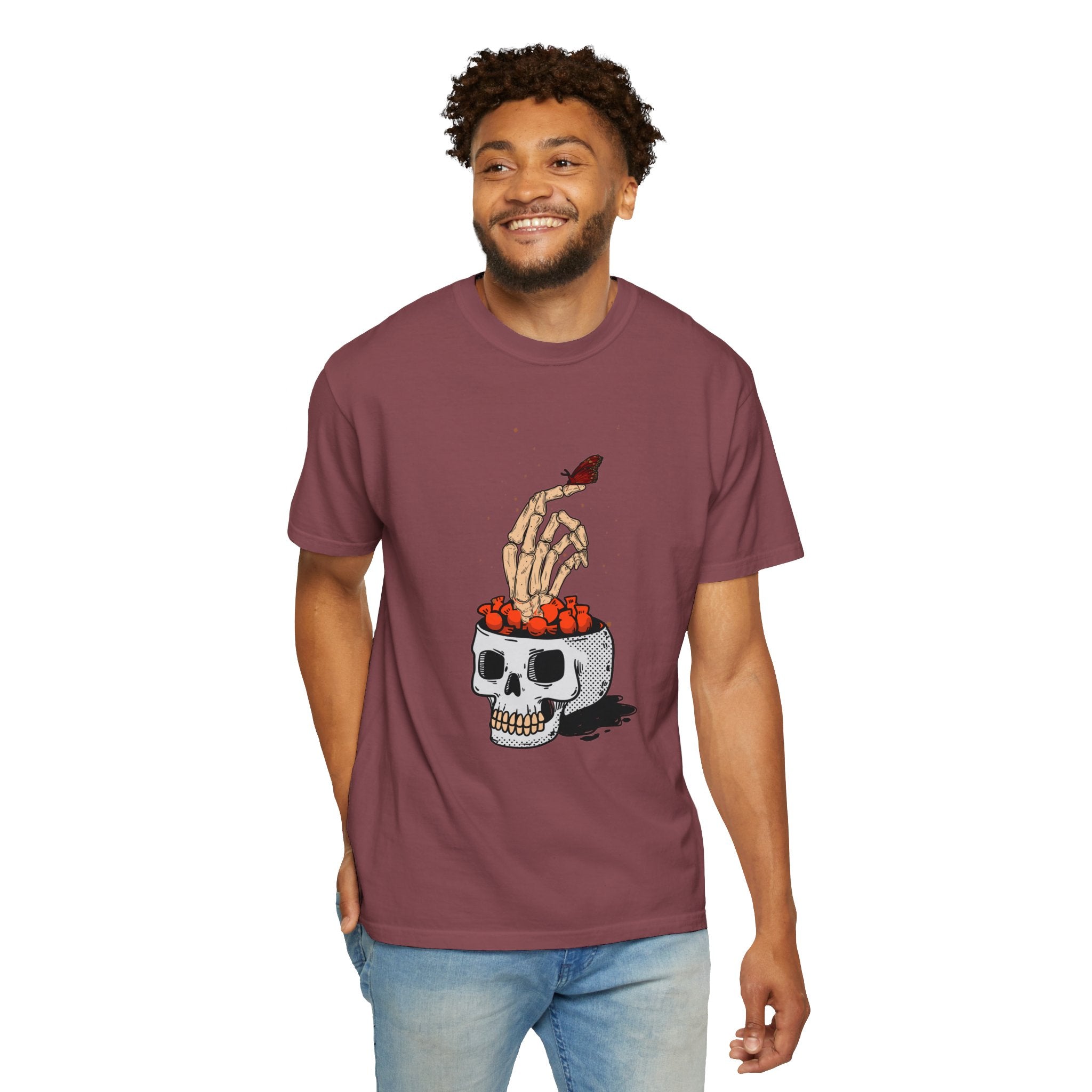 Skull skeleton hand halloween T-Shirt, Skeleton Hand T-Shirt, Skeleton Shirt, Horror Gift, Skeleton Rock Tee, Rock and Roll Shirt, Comfort Colors Shirt