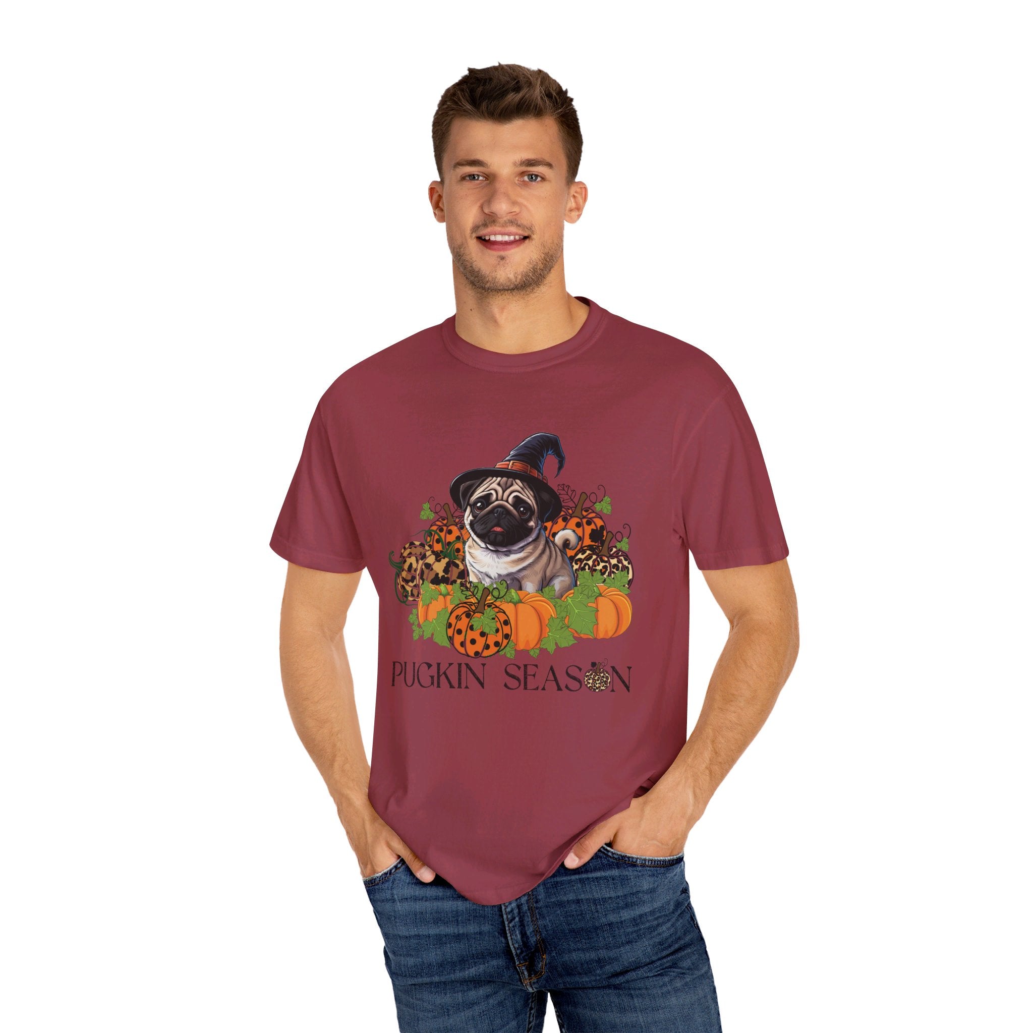 Fall Pug Shirt, Pugkin Season Shirt, Leopard Print Pumpkin T-shirt, Cute Dog Lover Graphic Tee, Halloween Party Gift Tshirt