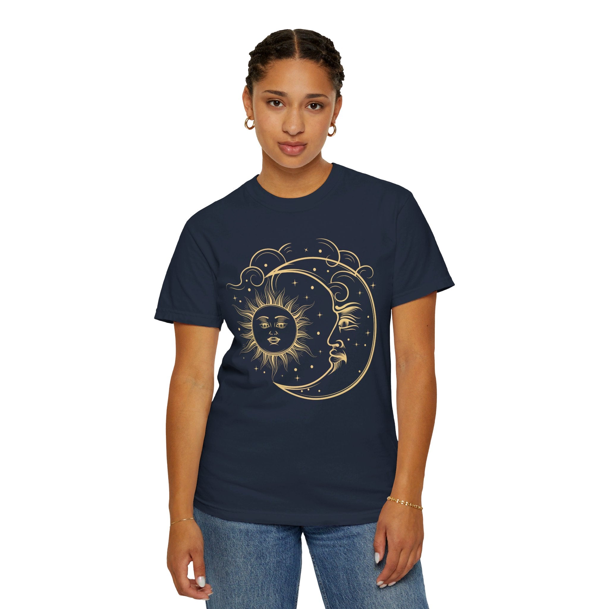 Celestial Sun Moon Shirt, Mystical Sun Moon T shirt, Boho Vintage Feel Celestial Sun Moon Shirt, Moon Phases Gift, Boho Sun Shirt