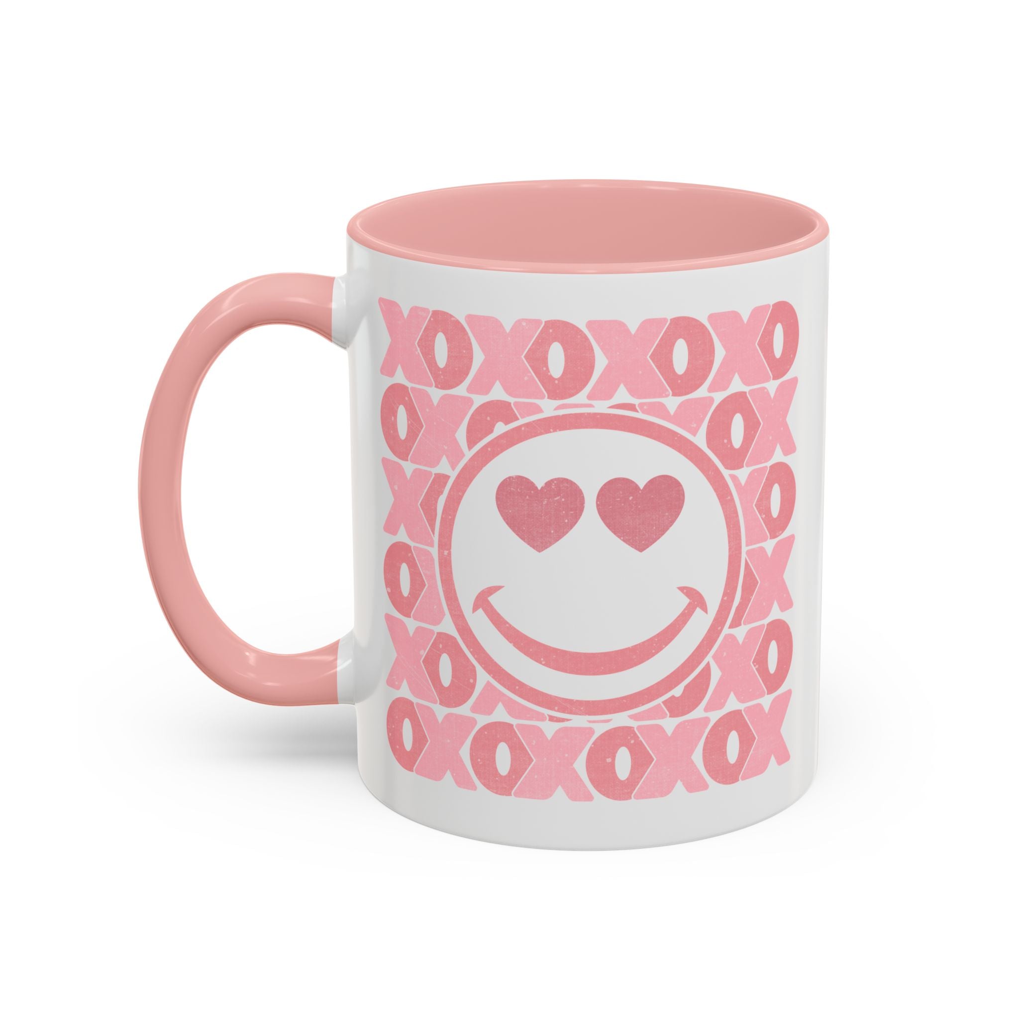 XOXO Smiley Face Coffee Mug, Pink Smiley Face Mug, Valentines Decor, Galentines gift, XOXO Coffee Cup, Party Favors, Cute Coffee Mug