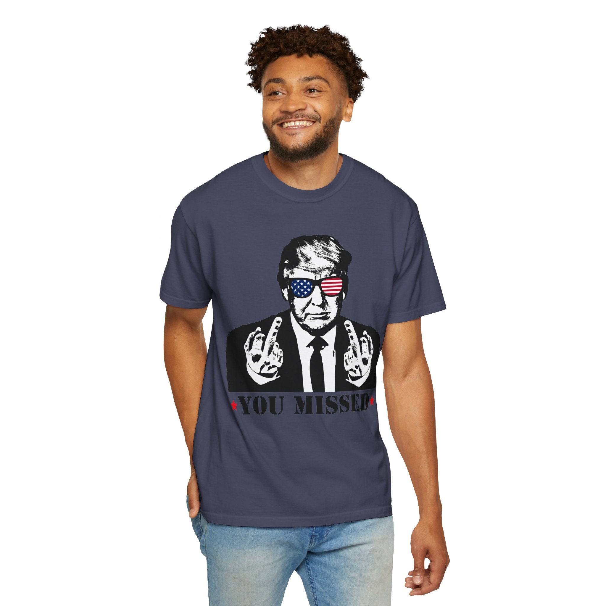 Trump Shirt, You Missed Trump Shirt, Assassination Attempt Trump T-Shirt, Middle Fingers Trump Tee, Presidential Election, Stand With Trump