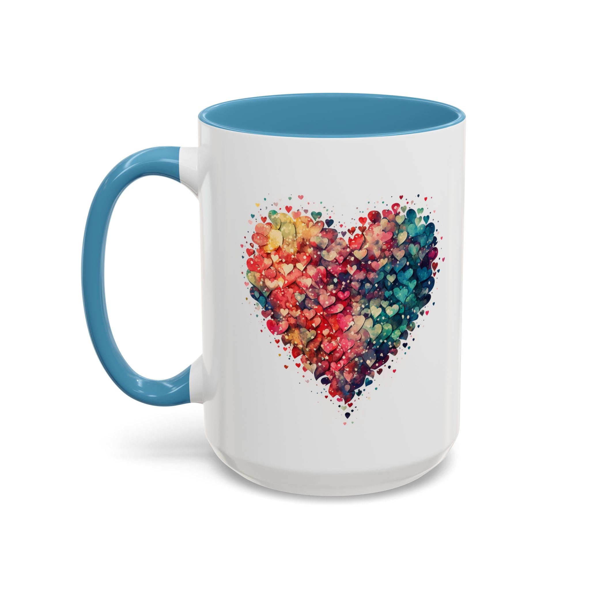 Watercolor Heart Coffee Mug, Heart Mug, Two-Tone Coffee Mugs, 11oz & 15oz Mug, Watercolor Heart Mug