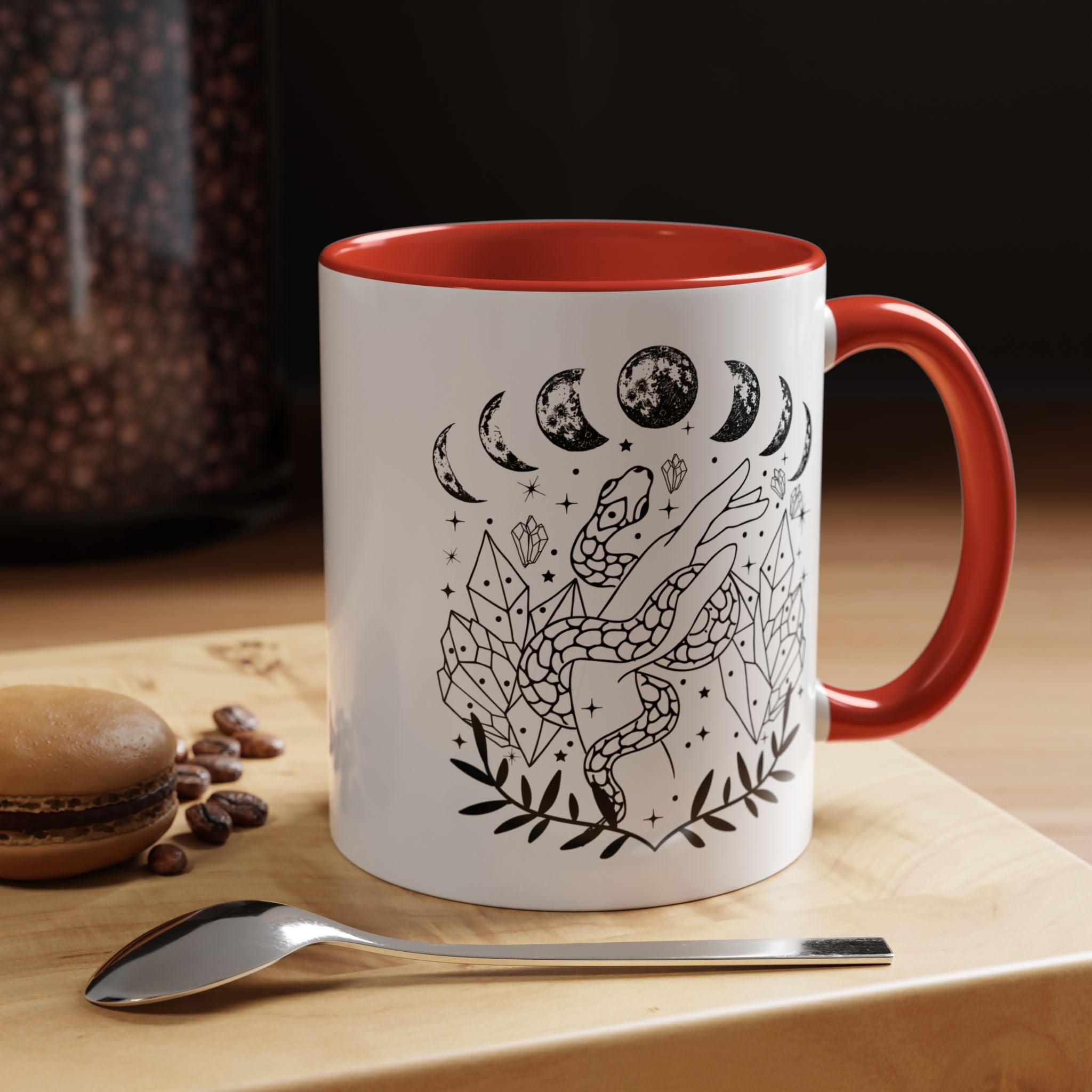 Celestial Snake Coffee Mug, Moon Phase Snake Mug, Coffee Mug, Unique Mystic Coffee Cup