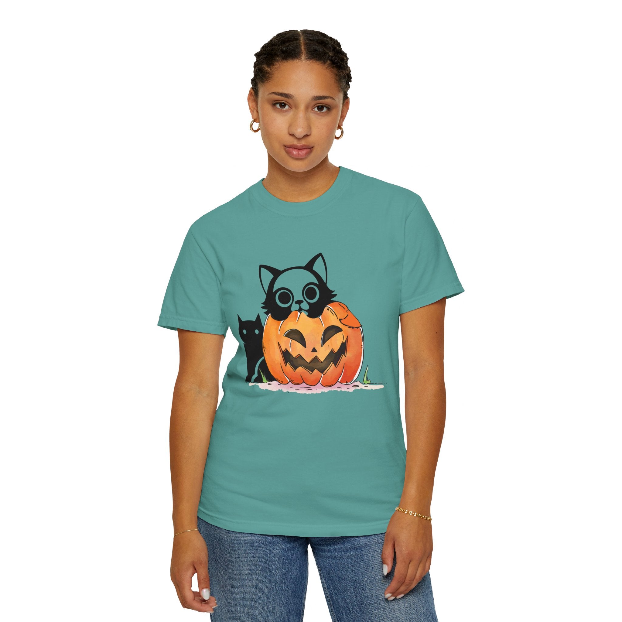 Vintage 90s Cat Halloween Shirt, Retro Halloween Shirt, Spooky Season Tee, Pumpkin Shirt, Halloween Shirt, Vintage Halloween Shirt