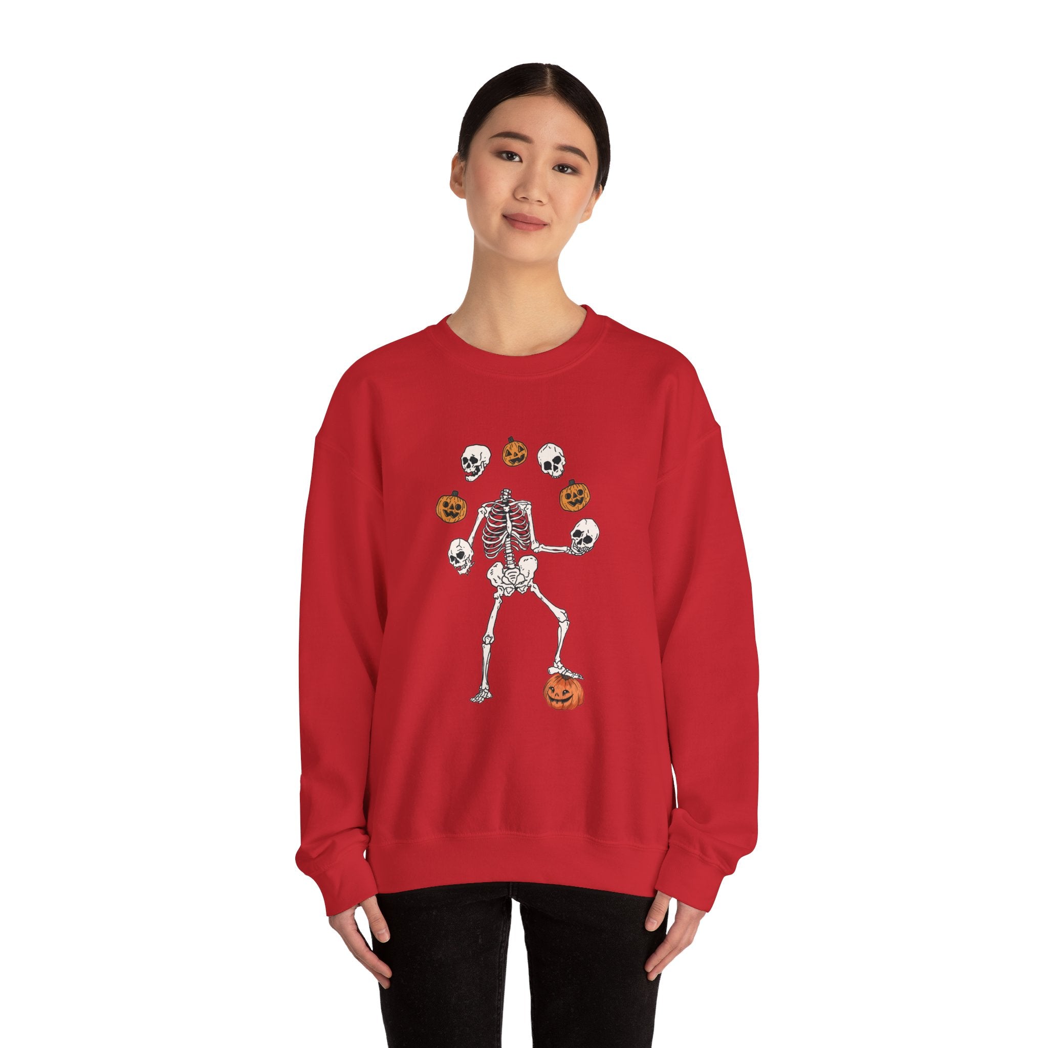 Dancing Skeleton Sweatshirt, Pumpkin Sweater, Pumpkin Skeleton Shirt, Fall Sweatshirt, Halloween Party Sweatshirt, Spooky Season Sweatshirt