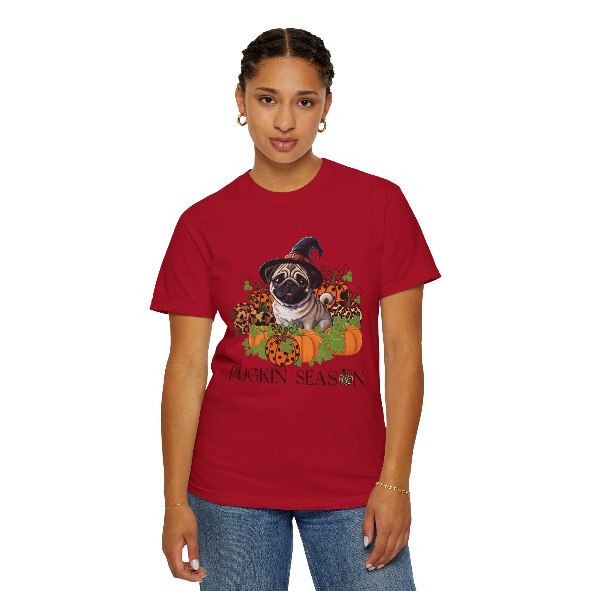 Fall Pug Shirt, Pugkin Season Shirt, Leopard Print Pumpkin T-shirt, Cute Dog Lover Graphic Tee, Halloween Party Gift Tshirt