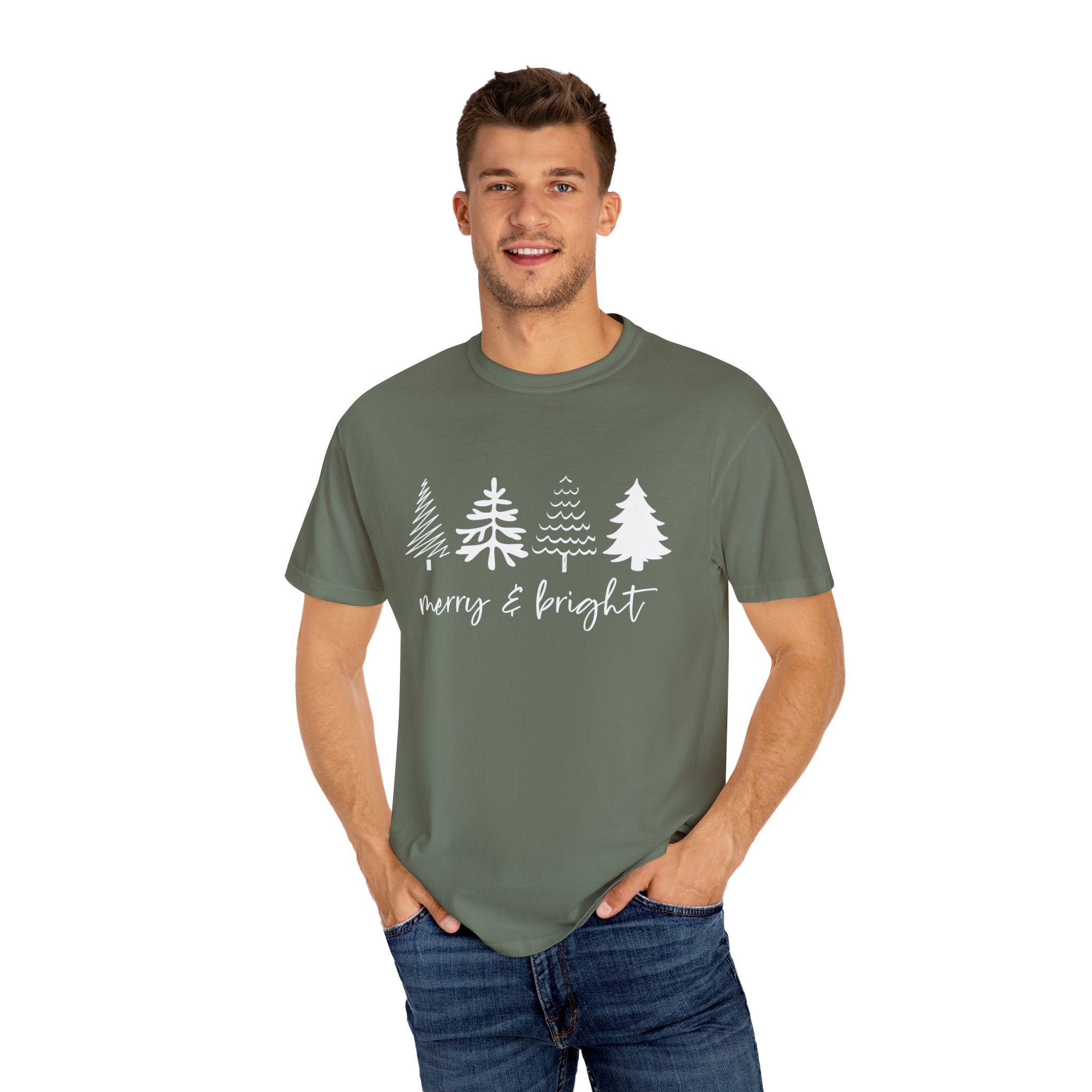 Merry Christmas Tree Shirt, Merry & Bright Christmas Tree Shirt, Womens Christmas Shirt, Cute Christmas Shirt, Holiday Shirt, Pine Tree Shirt