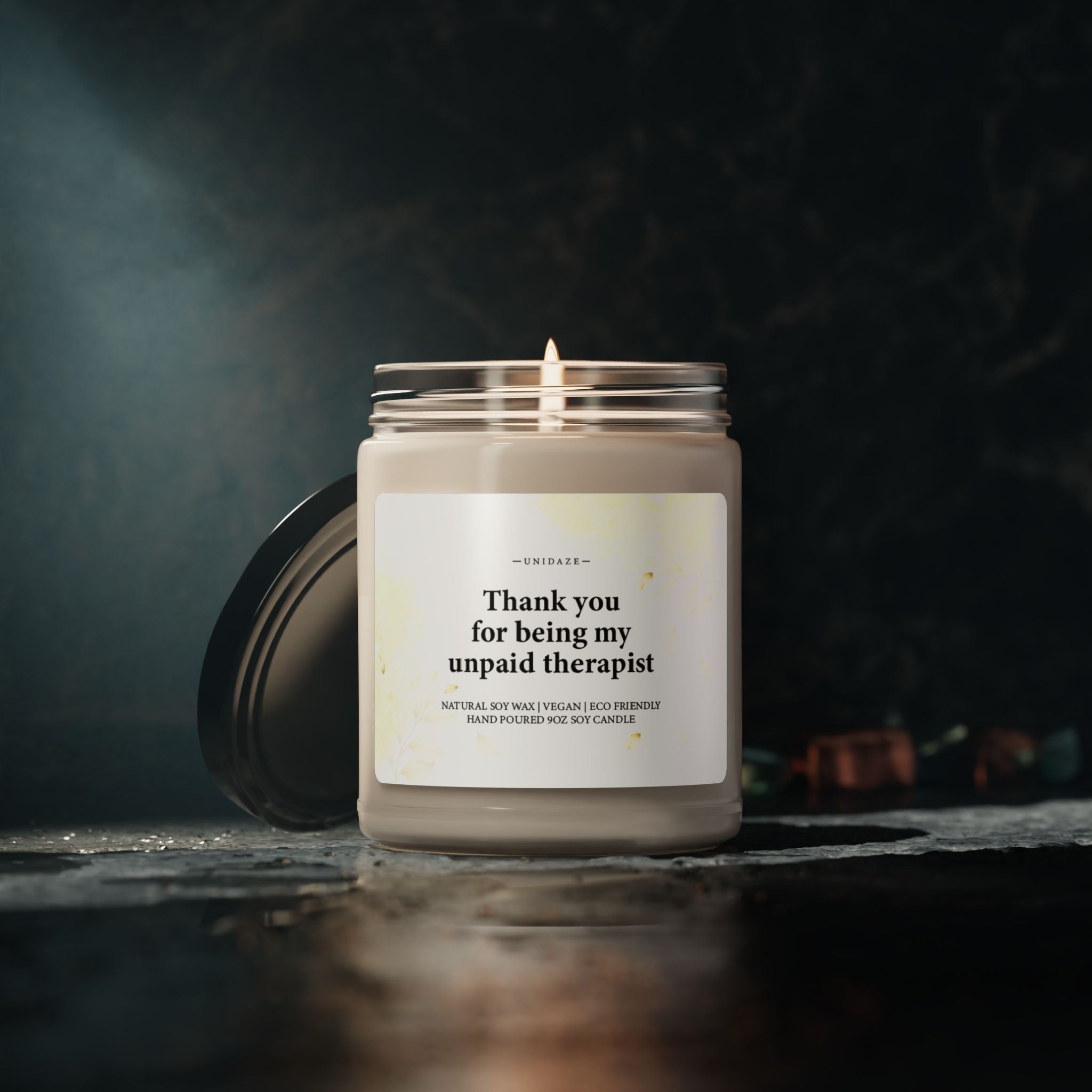 UNIDAZE Thank you for being my unpaid therapist, co-worker gift, best friend gift, funny candles, gifts for her, funny gifts, christmas gift Printify Assembled in the USA Assembled in USA best friend birthday best friend candle best friend gift besties gift Bio candles coworker gift Decor Eco-friendly funny candle funny gifts funny xmas gift gift for besties Halloween hand poured candle Holiday Picks Home & Living Home Decor Made in the USA Made in USA soy wax candle thank you bestie unpaid therapist