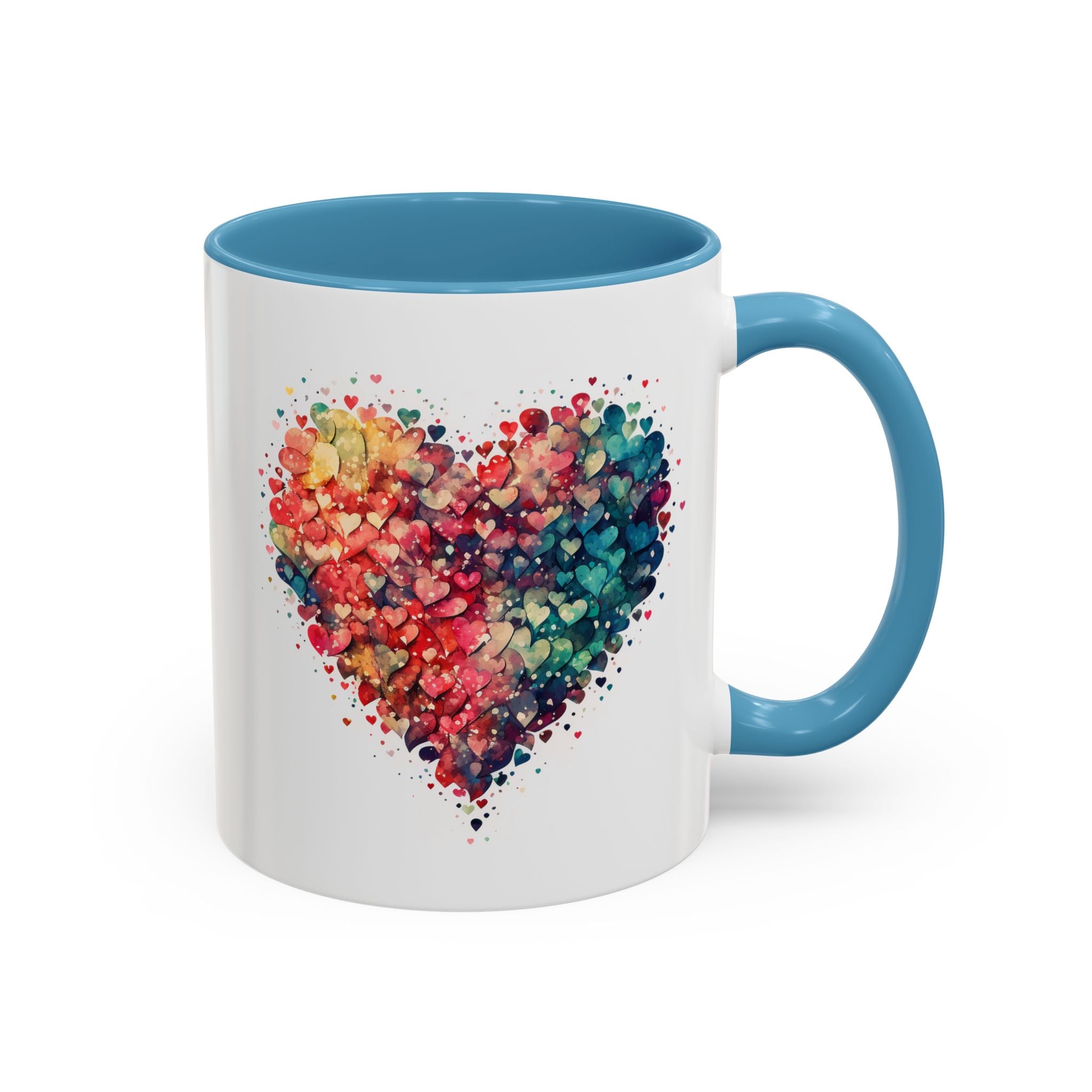 Watercolor Heart Coffee Mug, Heart Mug, Two-Tone Coffee Mugs, 11oz & 15oz Mug, Watercolor Heart Mug
