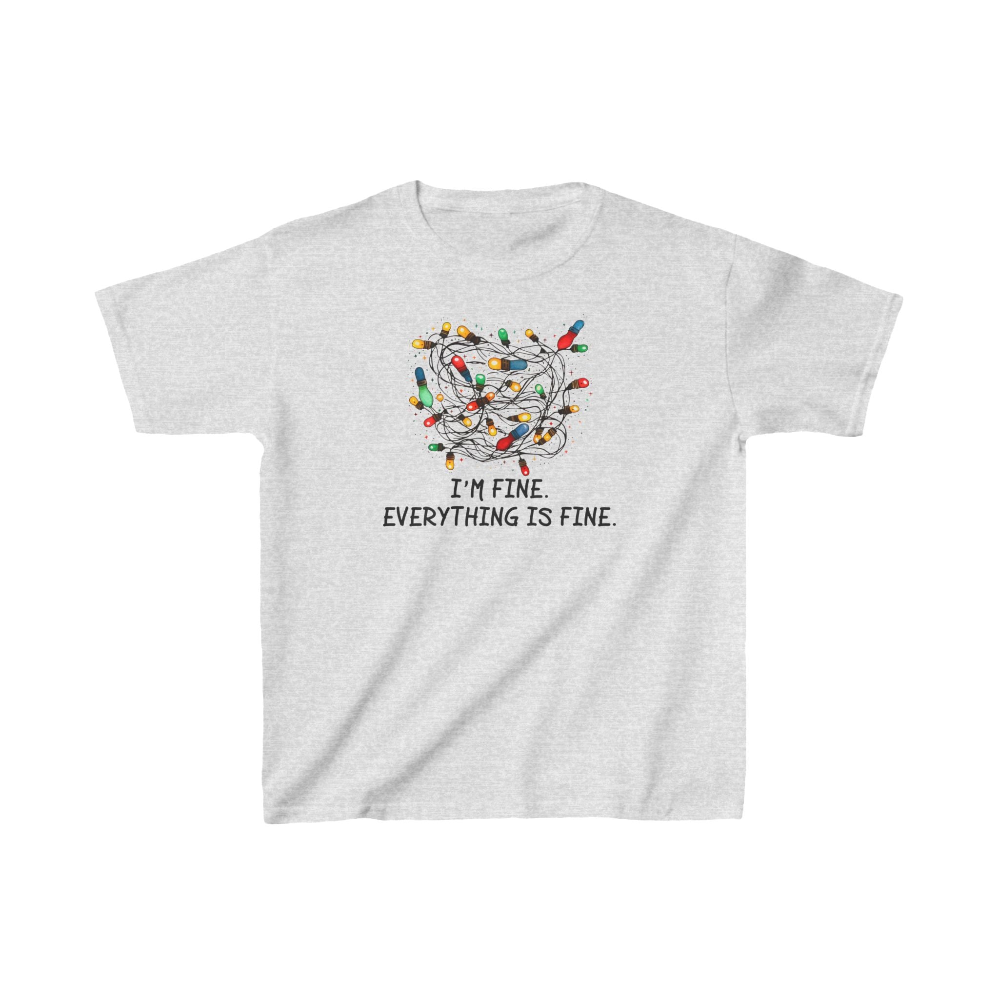 I'm Fine Everything is Fine Christmas Shirt for Kids, I am Fine Kids Shirt, funny Christmas Tee, Cute Kids Christmas Lights shirt