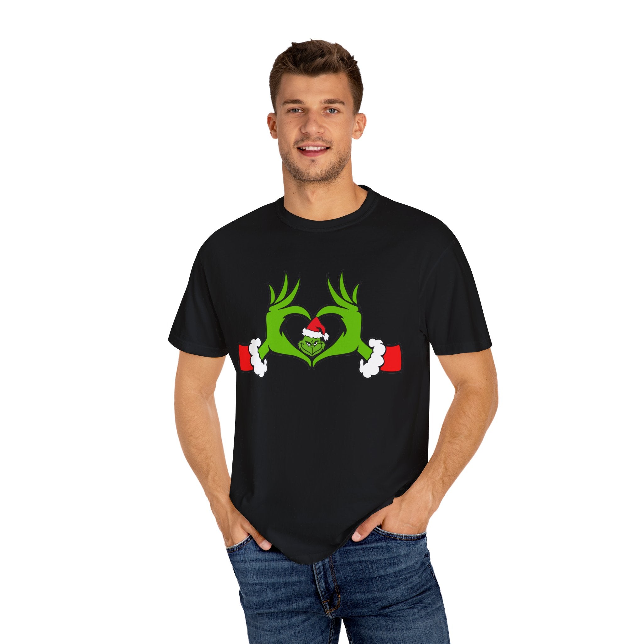 Grinch Heart Hands Graphic Tees, Grinch T-Shirt, Christmas Shirt, Xmas Clothing, Holiday T Shirts, Christmas Gifts, Christmas Party Shirt, Grinchmas T-shirt